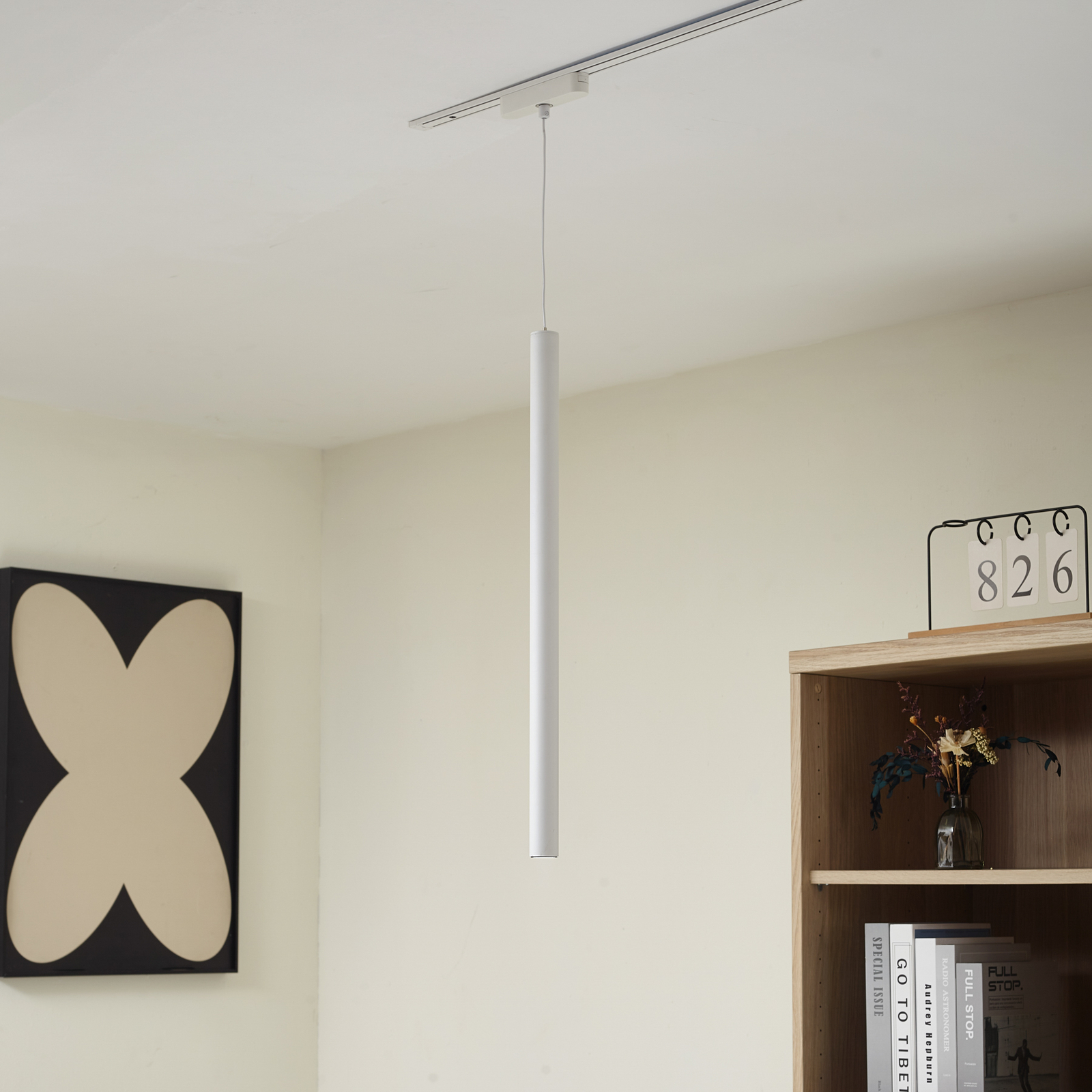 Suspension LED Lindby Lumaro, blanc, Ø 3 cm, aluminium, 48V