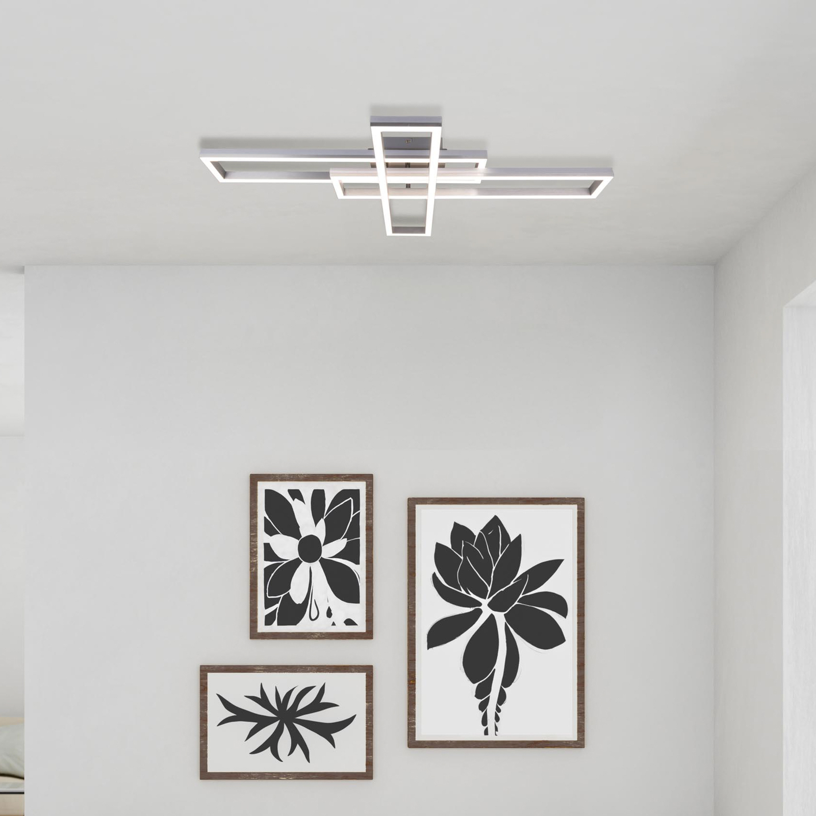 Candeeiro de teto LED Bantry, três rectângulos, CCT, RGB