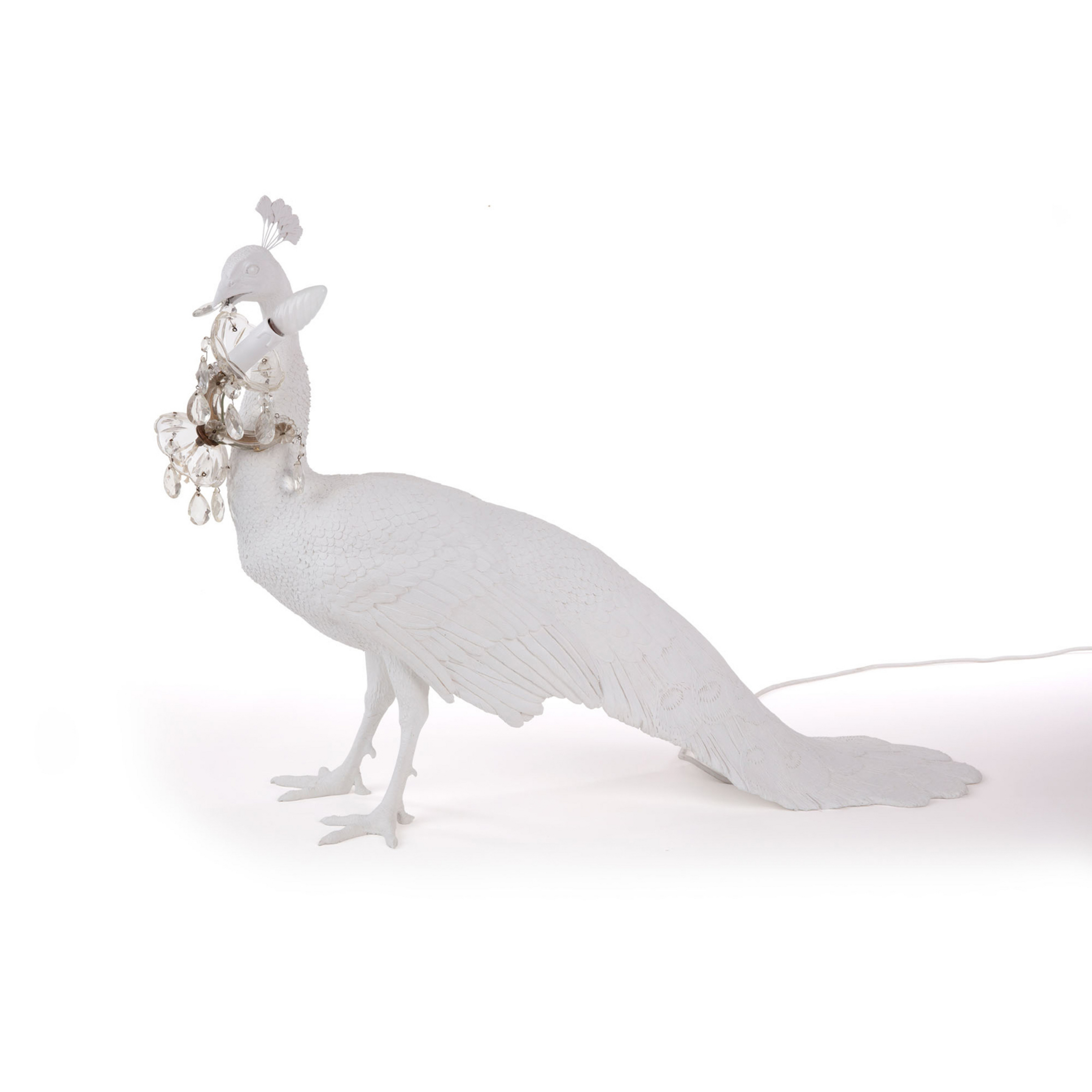 SELETTI Peacock Lamp Lâmpada decorativa LED branca, cristais