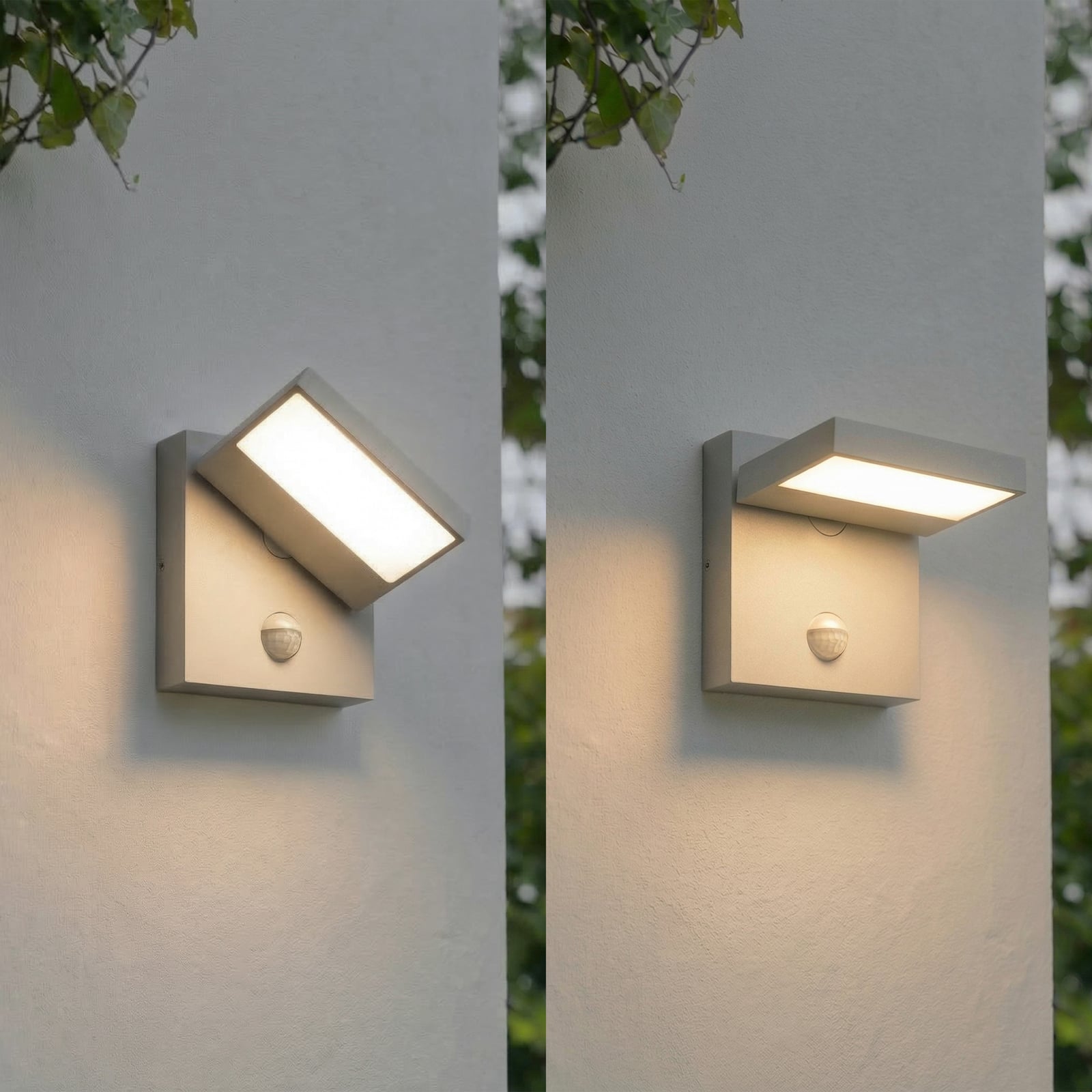 Lucande LED-stenna svetilka za zunanjo uporabo Silvan, kamnito siva, senzor,