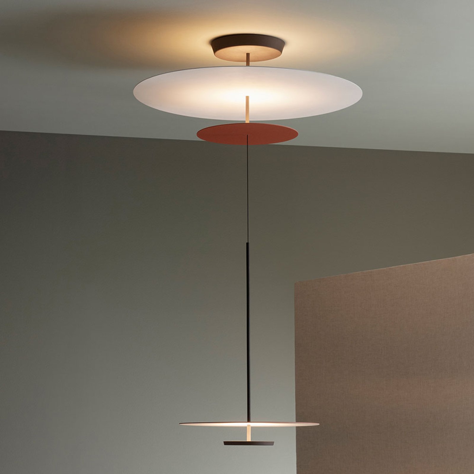 Flat LED-Hängelampe 3-flg. Ø 90cm terracotta - Vibia Flat LED-Hängelampe 3-flg. Ø 90cm terracotta - Vibia