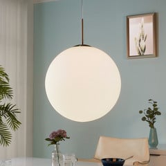 Lindby függőlámpa Marike, Ø 40 cm, fehér, üveg, gömb, E27