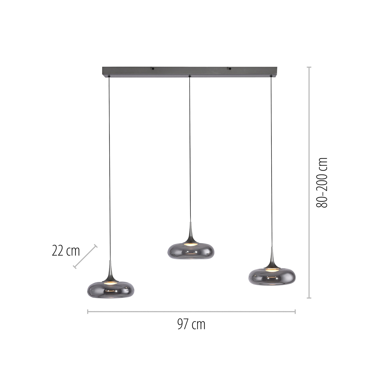 Schöner Wohnen LED-visoka svetilka Posh 3-fl., dimno steklo, 3.000 K Schöner Wohnen LED-visoka svetilka Posh 3-fl., dimno steklo, 3.000 K