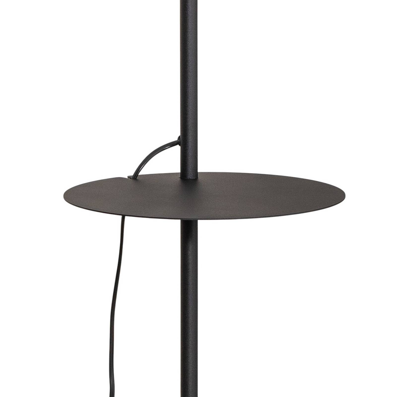 Lampa stojąca Jump, czarna, regulowana, półka