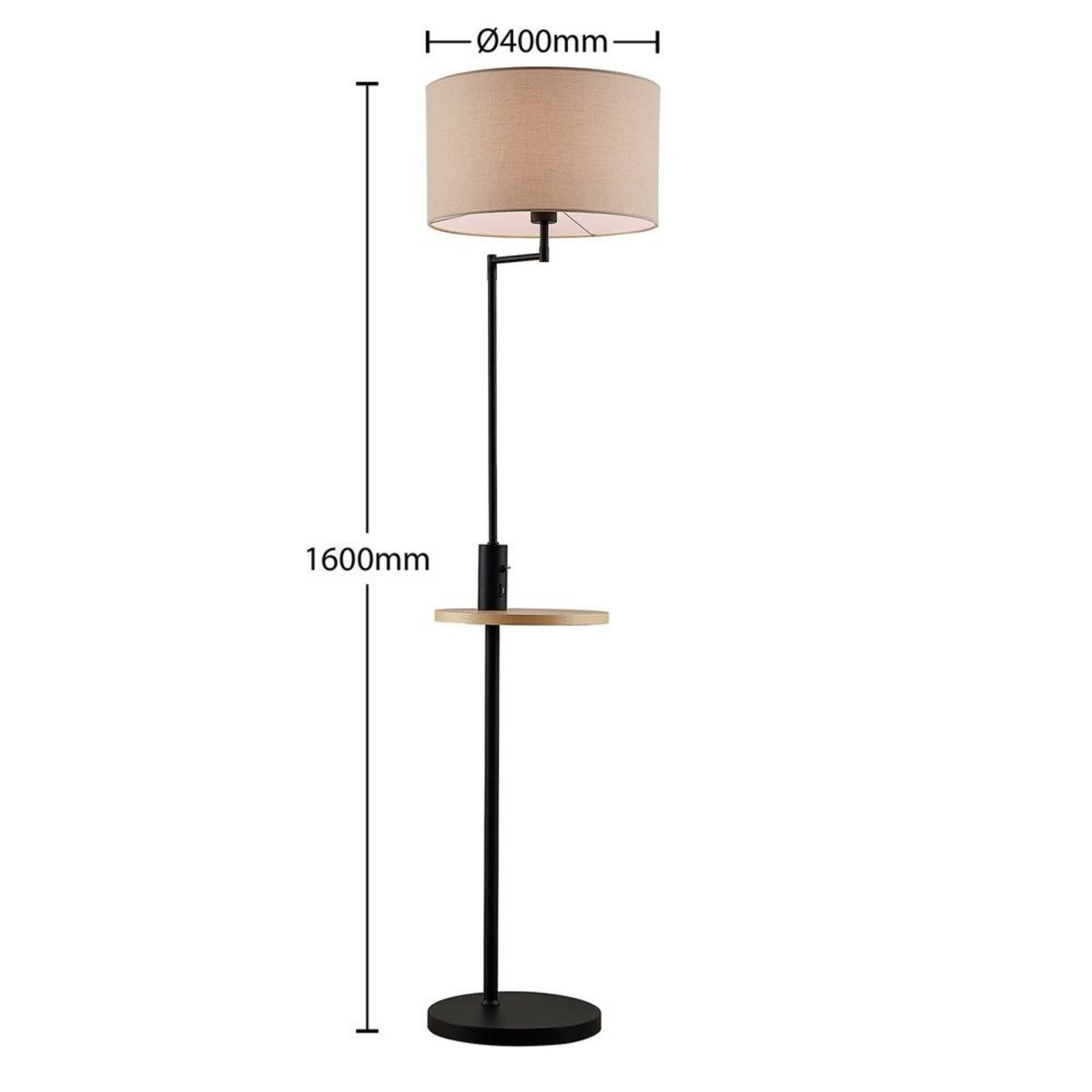 Zinia Stojaca Lampa Black/Grey/Wood - Lindby