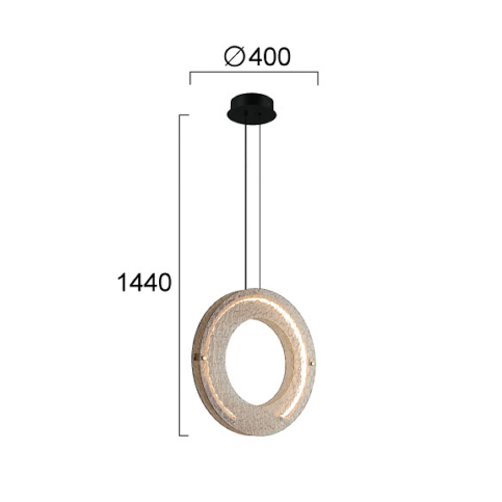 LED hanglamp Tamara, amberkleurig, Ø 40 cm, glas/metaal