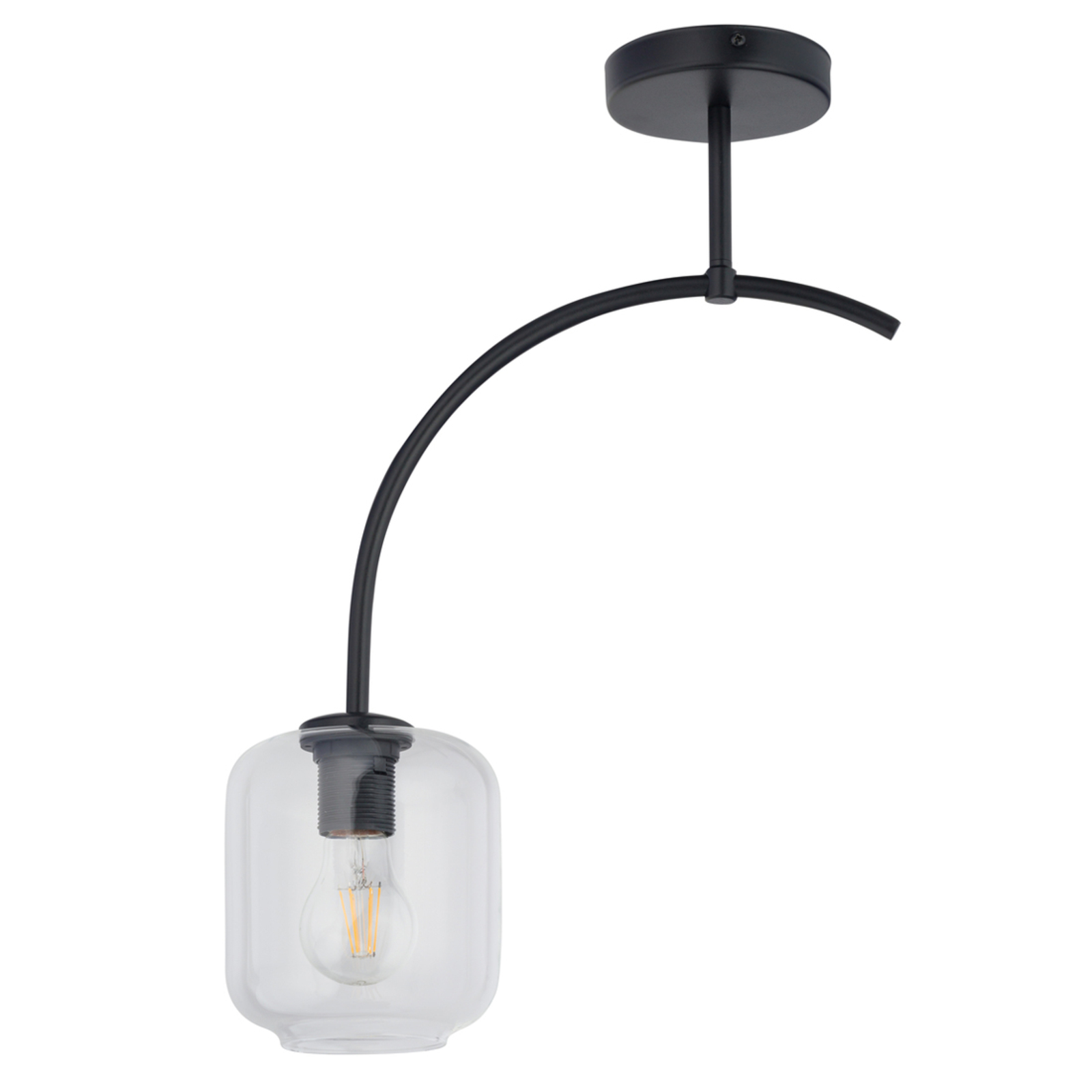 Lampa sufitowa Kanja, 1-pkt., czarna/przeźroczysta