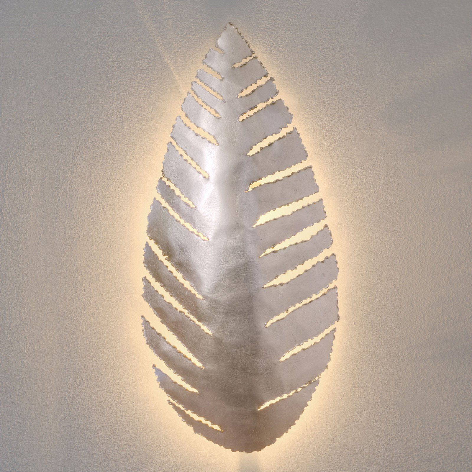 Wandlamp Pietro in bladvorm, zilver