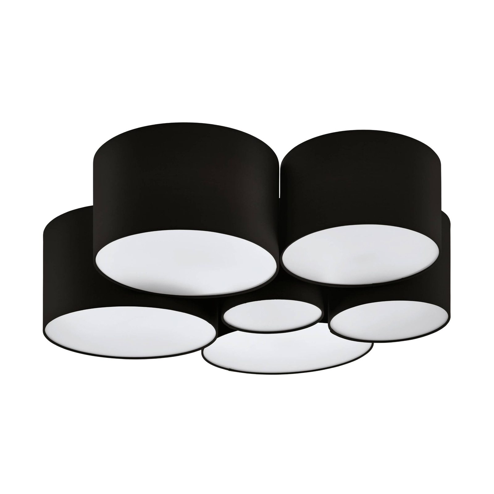 Taklampe Pastore 2, Ø 99 cm, svart, 6 lyskilder, stoff