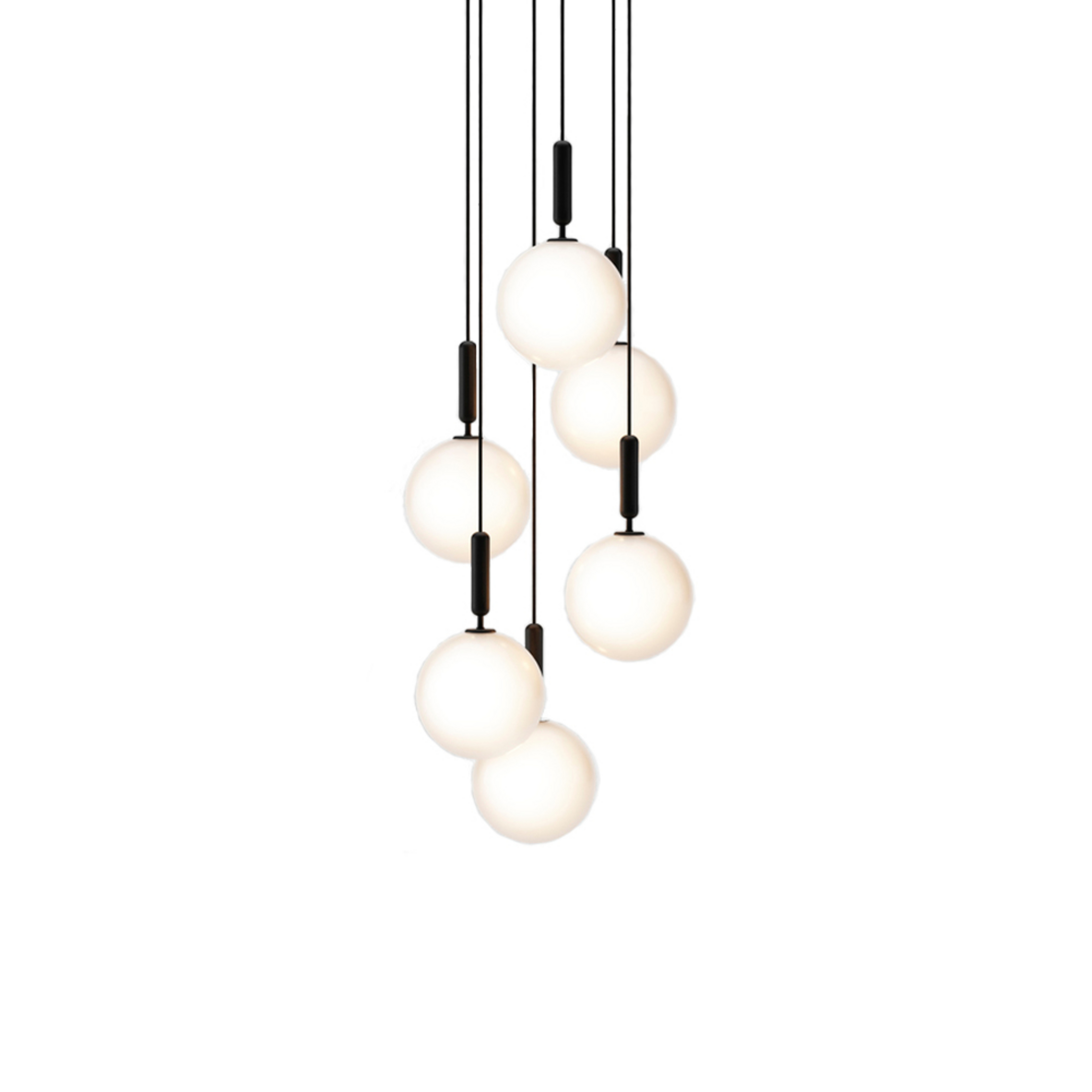 Miira 6 kroonluchter Large, grijs/opaal, 6-lamps - Nuura