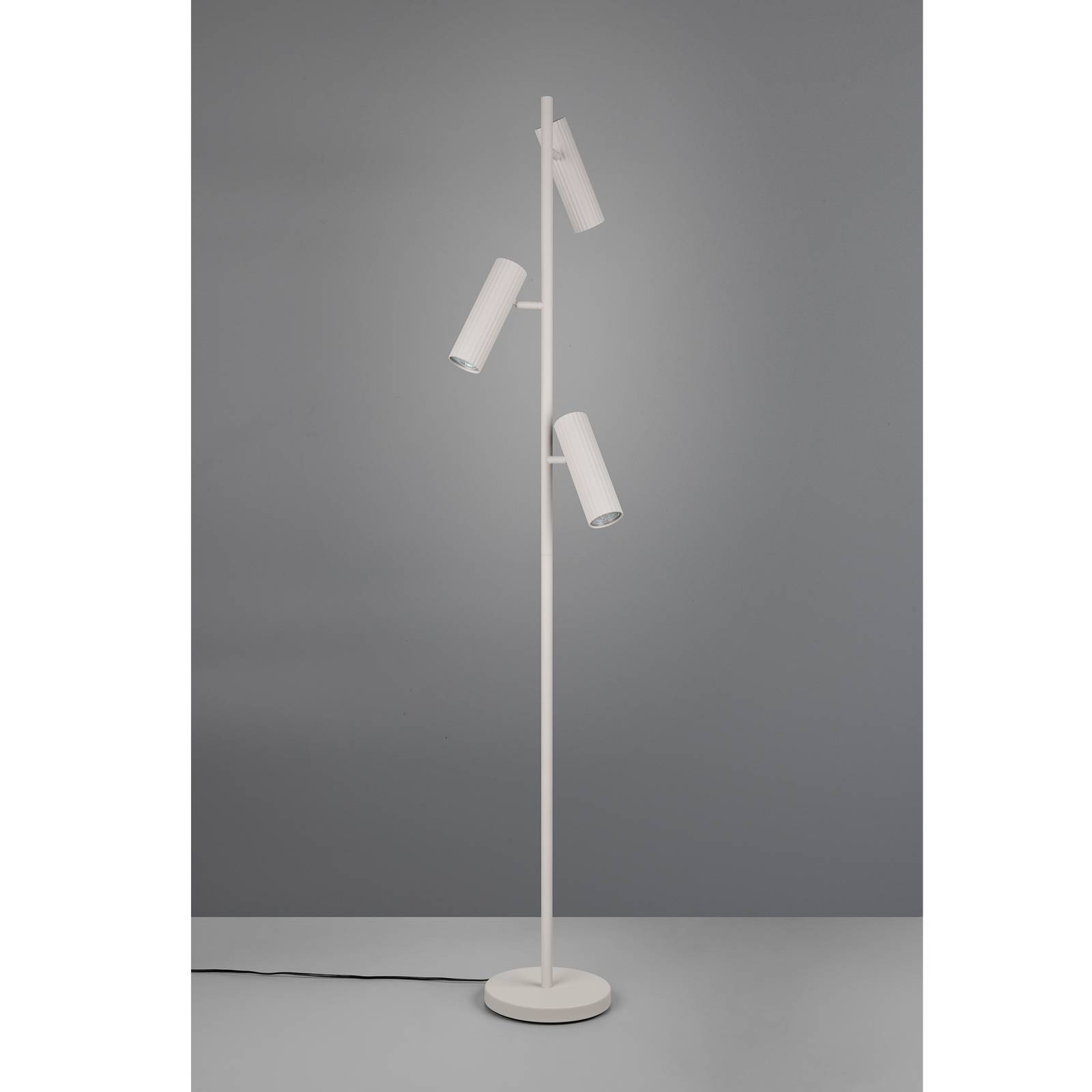 Stehlampe Soka, hellgrau, Höhe 150 cm, Metall, 3-flg. günstig online kaufen