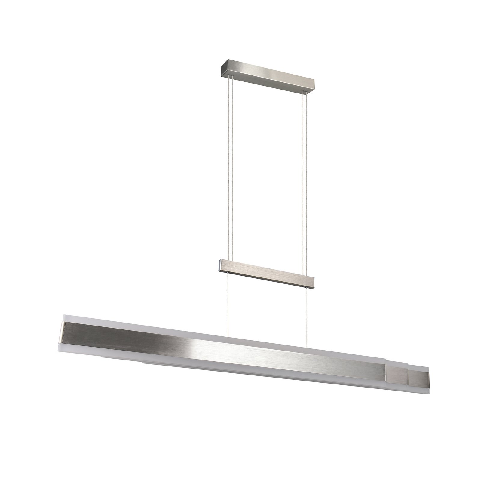 LED-hänglampa Arcola, nickelfärgad, 152 cm, CCT Touchdimmer