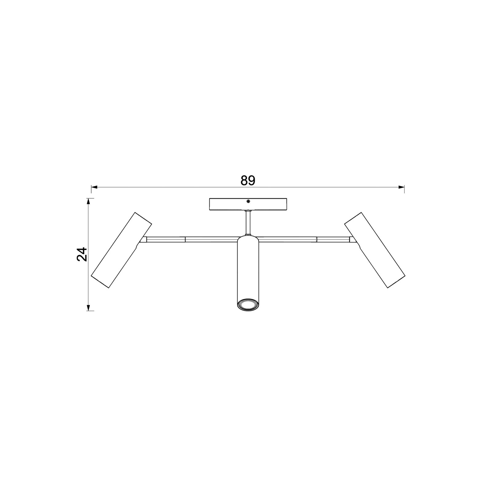 Axion plafondlamp, 4-lamps, titaniumkleurig, staal