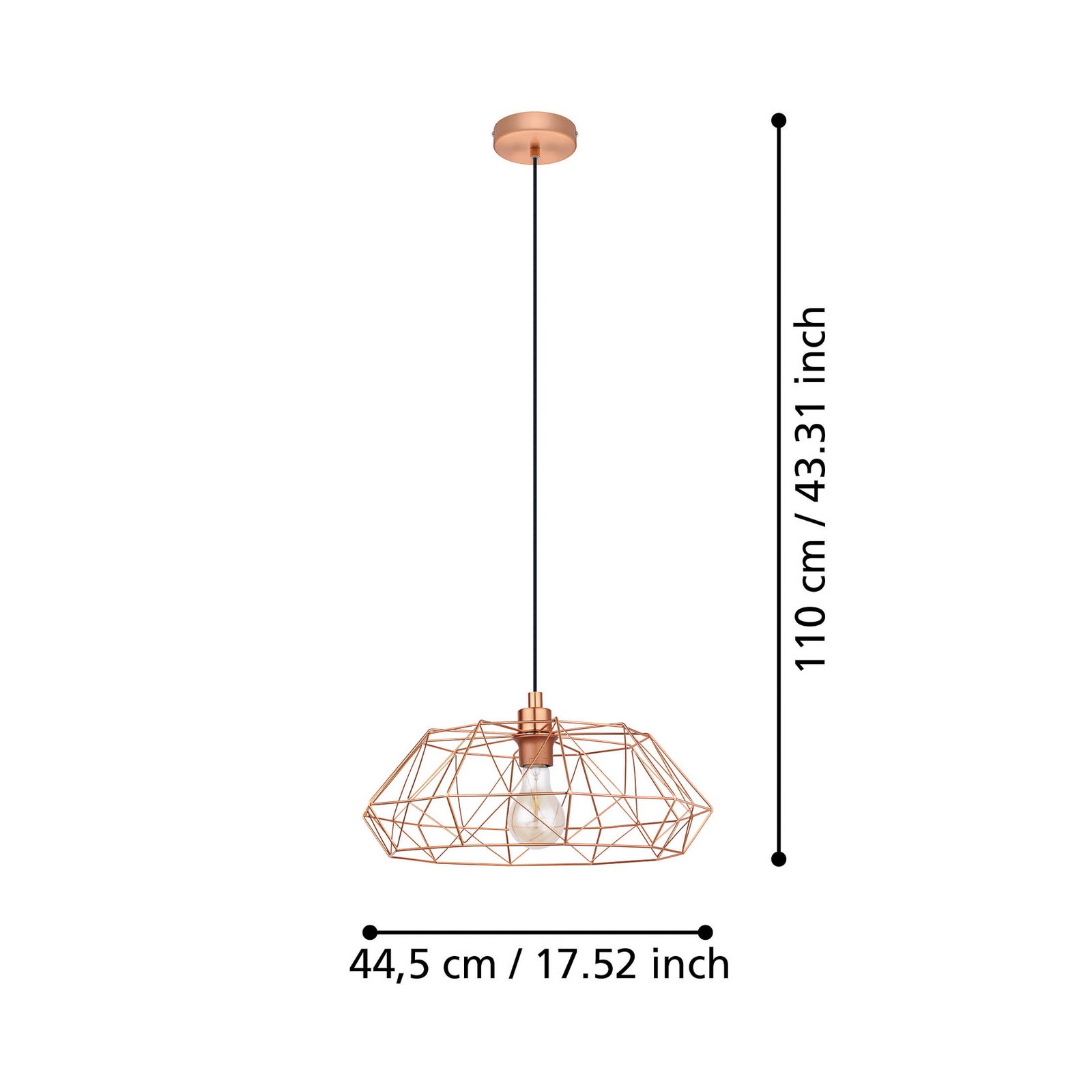 Hängeleuchte Carlton 2 Gitterschirm kupfer Ø45,5cm
