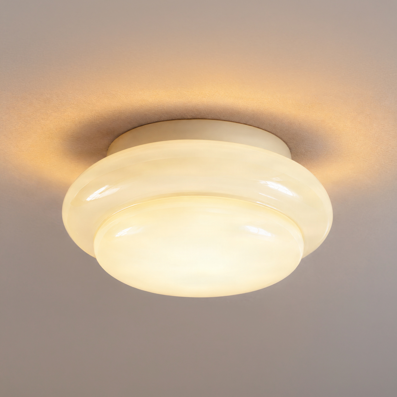 Plafonnier Leilani, jaune, E27, Ø 35 cm, verre - Lucande Plafonnier Leilani, jaune, E27, Ø 35 cm, verre - Lucande
