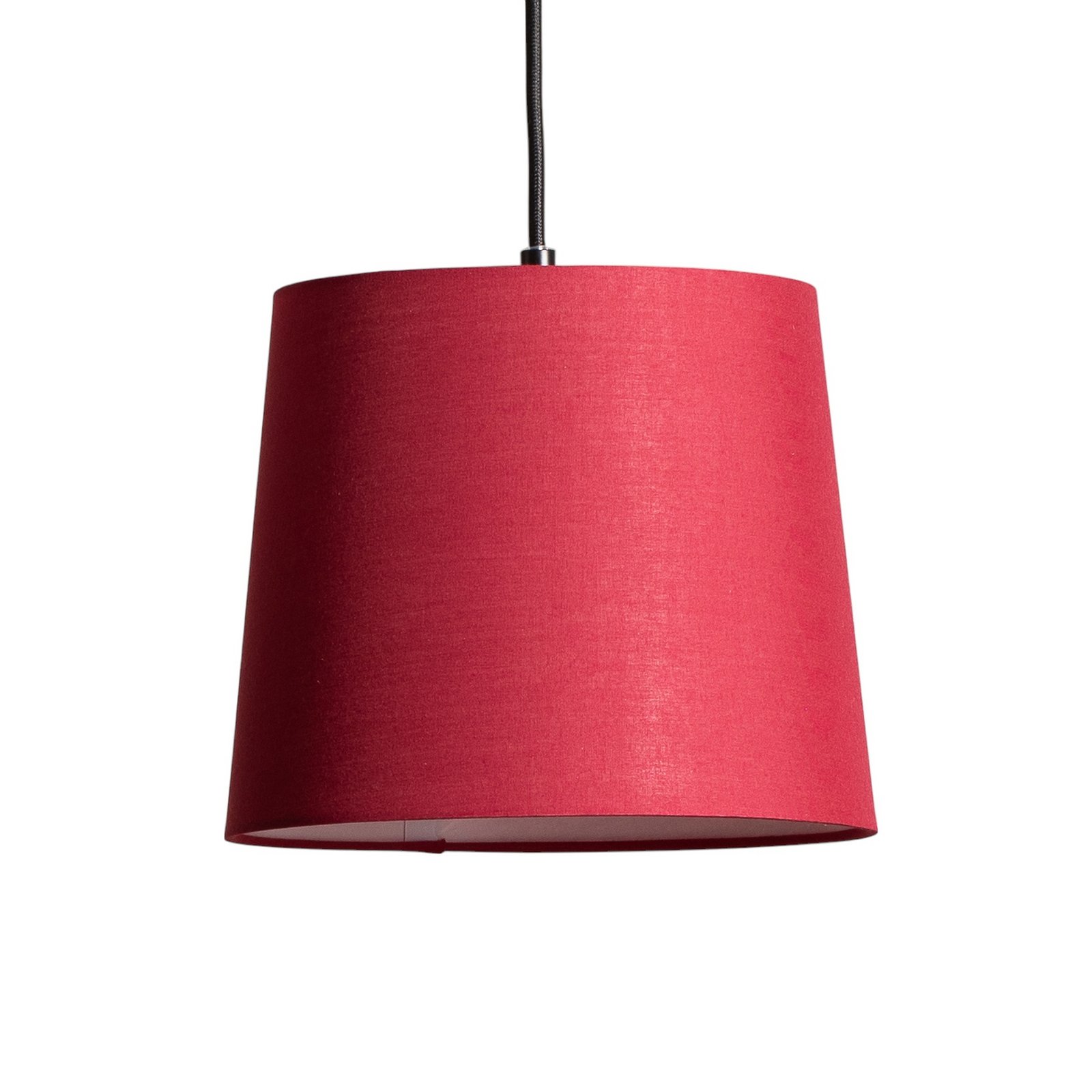 Lindby Amilia hanging light, fabric, 3-bulb, red/grey/black