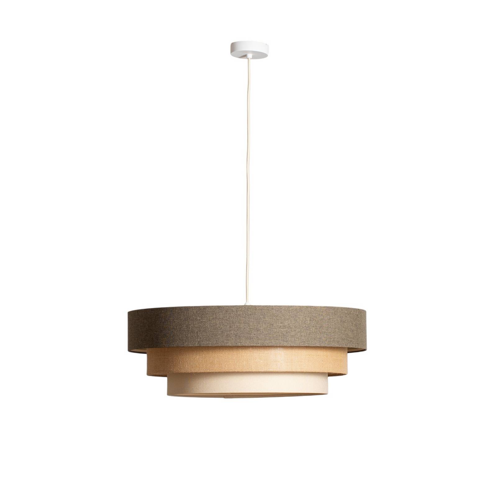 Bps Koncept - 050-107-60 Hängeleuchte boho elegant E27 1x40W Stoff strukturiert auf PVC-Kunststoff dunkelgrau beige weiß H90cm Ø50cm dimmbar