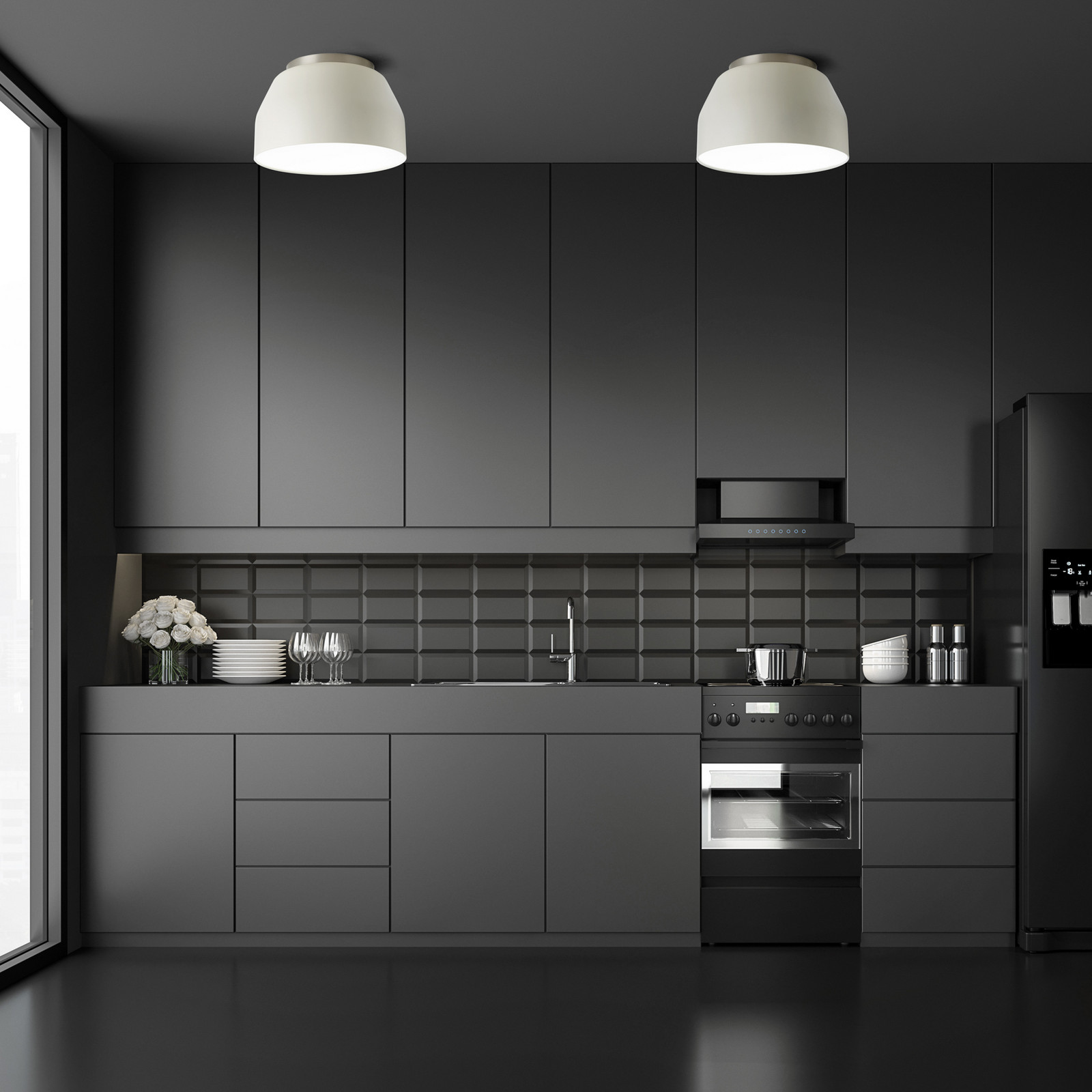 Plafonieră Mug alb-crem cu detalii cromate Ø40cm