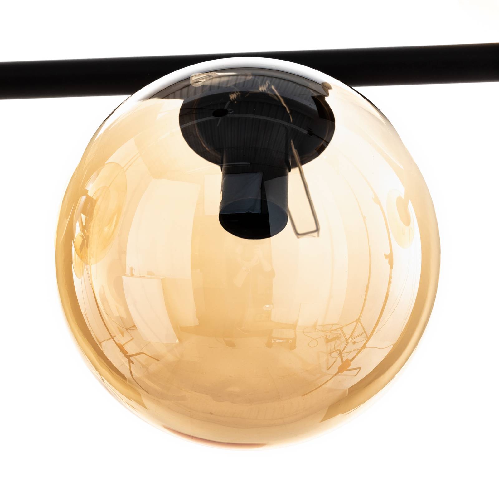 Lampa wisząca Glassy, 8-punktowa, czarna, bursztynowa, szkło, E14