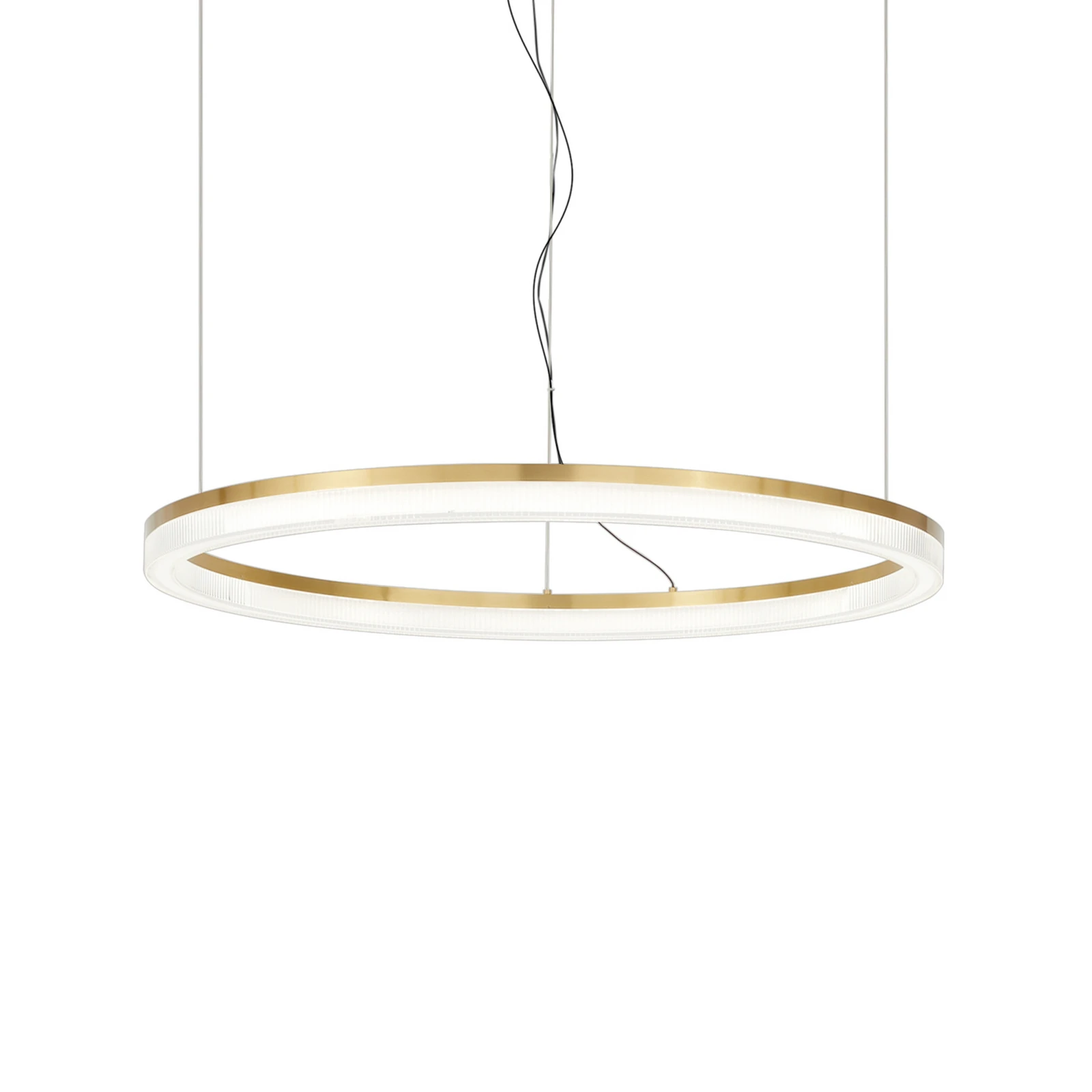 Závěsné světlo IDEAL LUX LED Crown, průměr 80 cm, kov v barvě mosazi