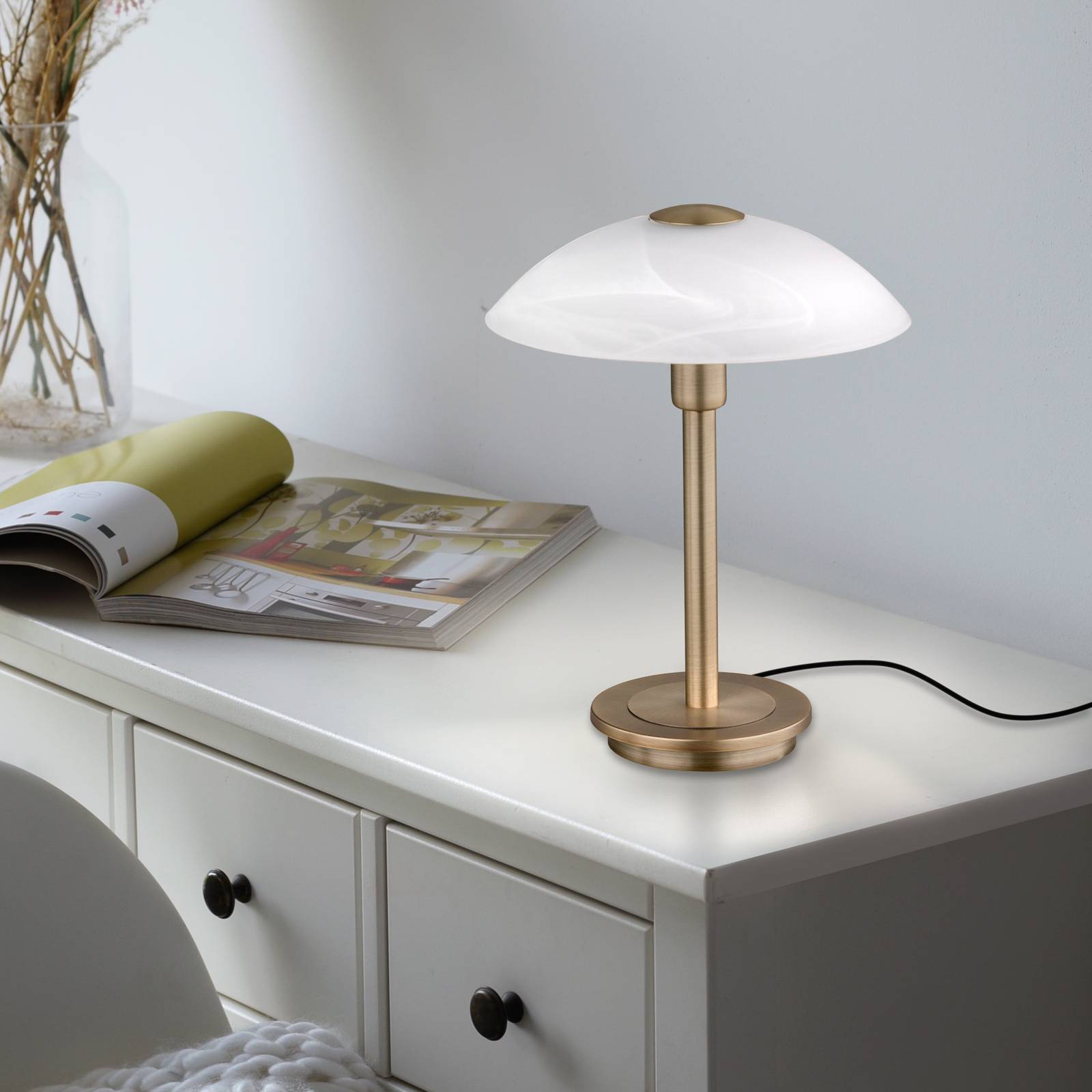 E-shop Paul Neuhaus Enova stolová lampa starožitná mosadz