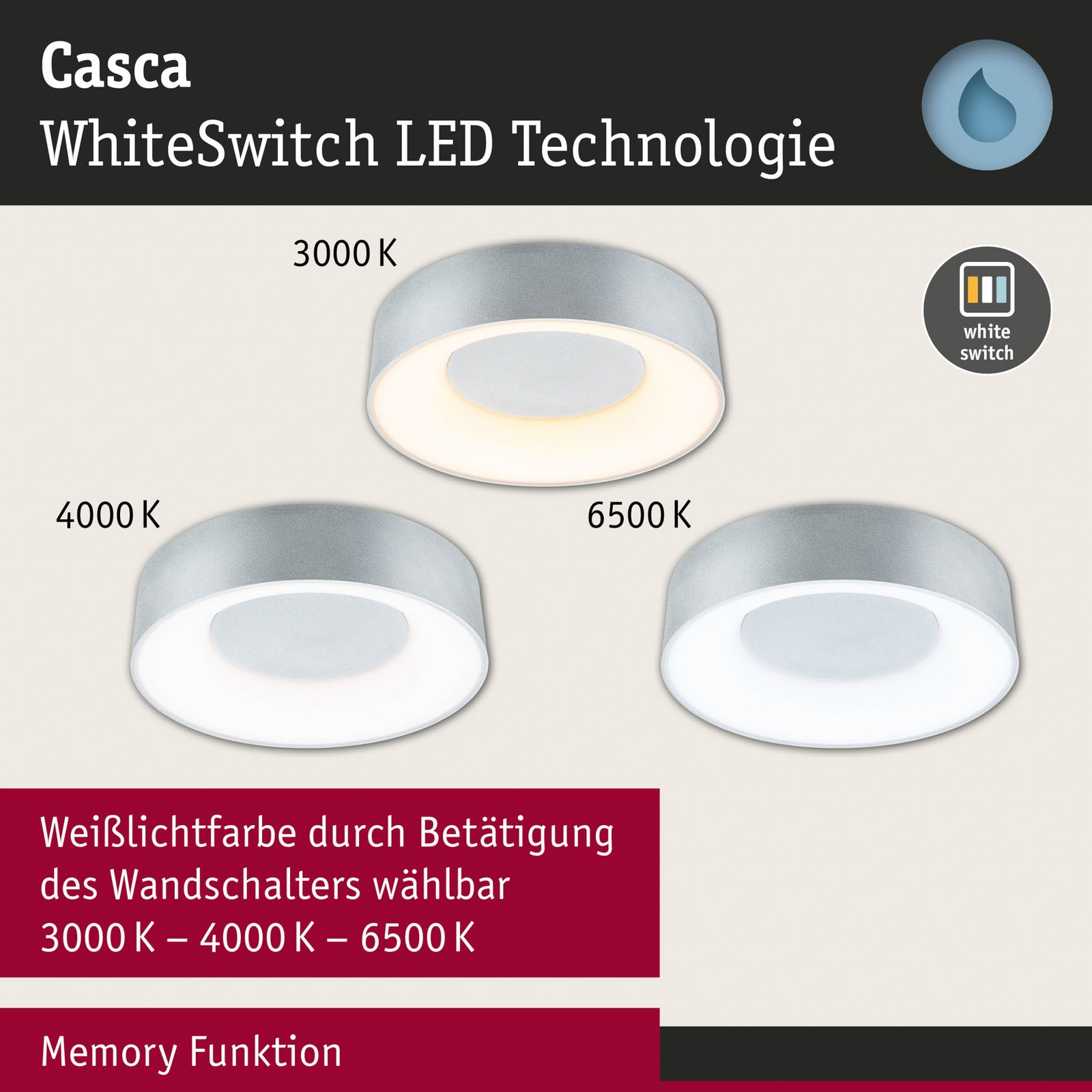 Casca LED plafón IP44 blanco/negro mate - Paulmann