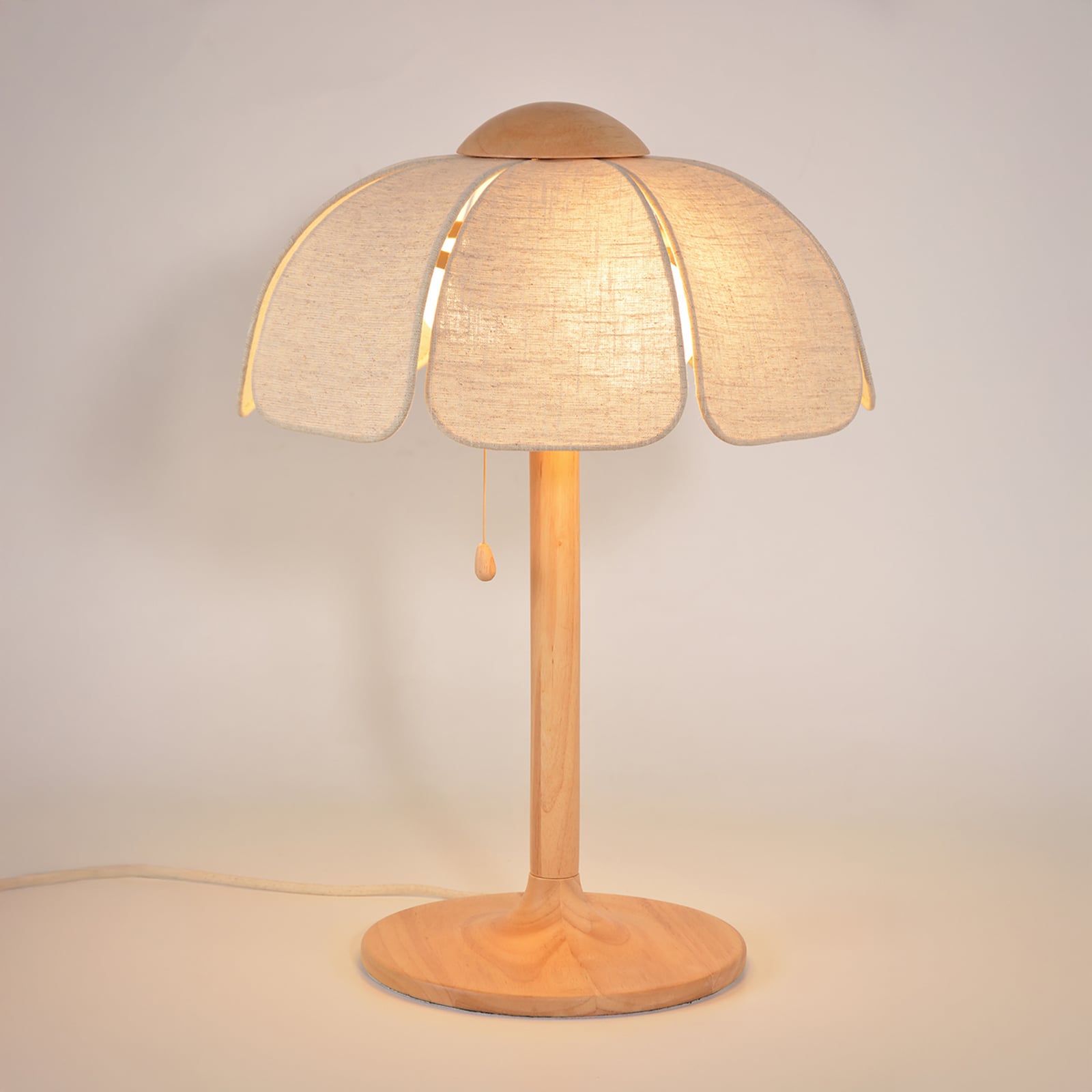 Lampada da tavolo Coquillage, lino naturale/legno - MARKET SET
