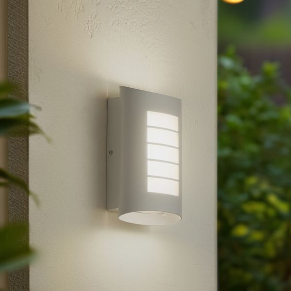 Ismael LED-ulkoseinävalaisin, valkoinen, alumiini, korkeus 26,8 cm – Lindby - Parveke - Moderni - Kulmikas — Lindby