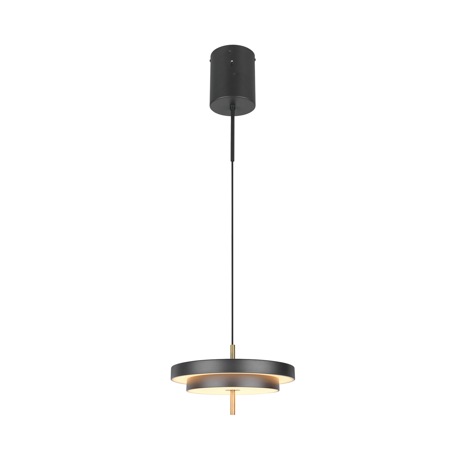 Candeeiro suspenso LED Keaton, preto/dourado, Ø 40 cm, CCT Candeeiro suspenso LED Keaton, preto/dourado, Ø 40 cm, CCT