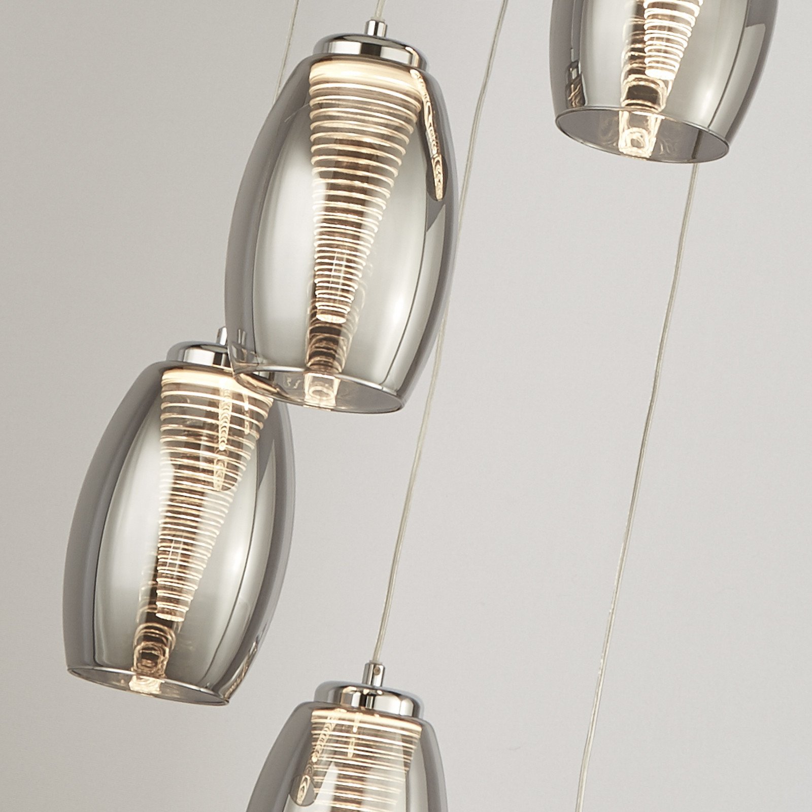 Searchlight Lampă suspendată Cyclone LED 5 becuri culoare fum sticlă - Camera de zi / sufragerie - modern - culoare fum crom - Plastic