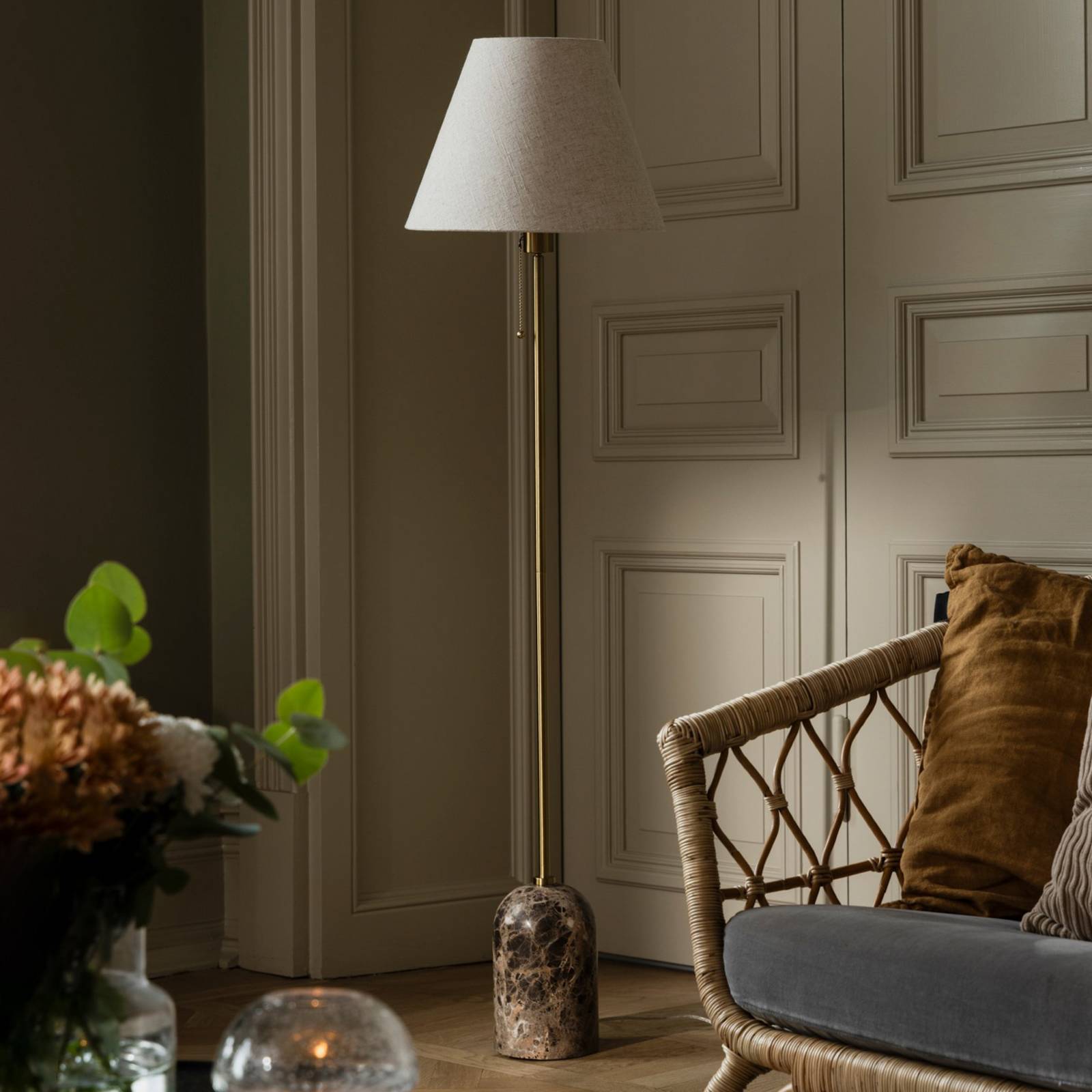  Globen Lighting Globen Lighting Stehleuchte Gino, Fuß Marmor, Beige, 145 Cm 