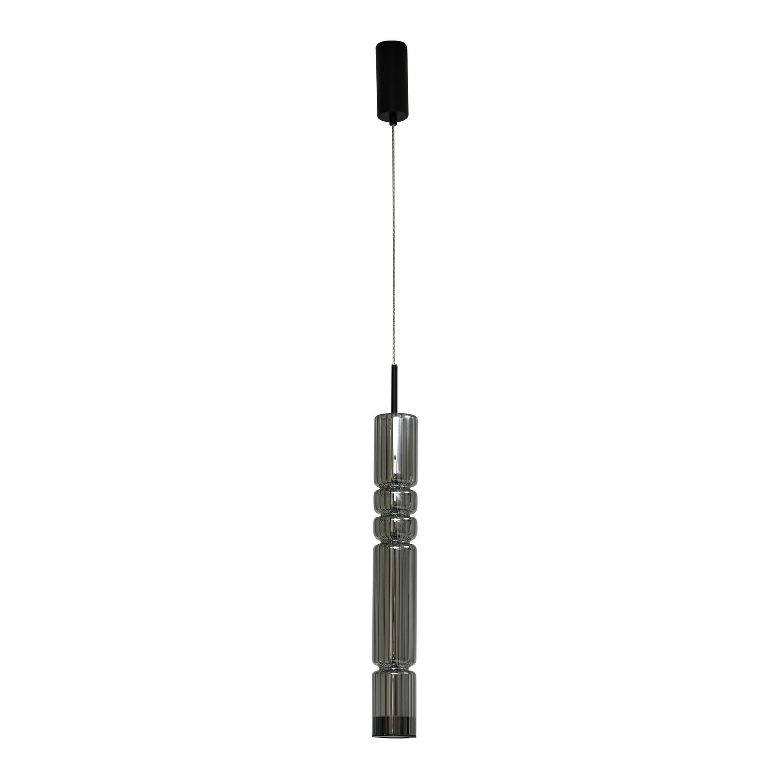 Lucande Suspension LED Christelle, noir, Ø 8 cm, verre