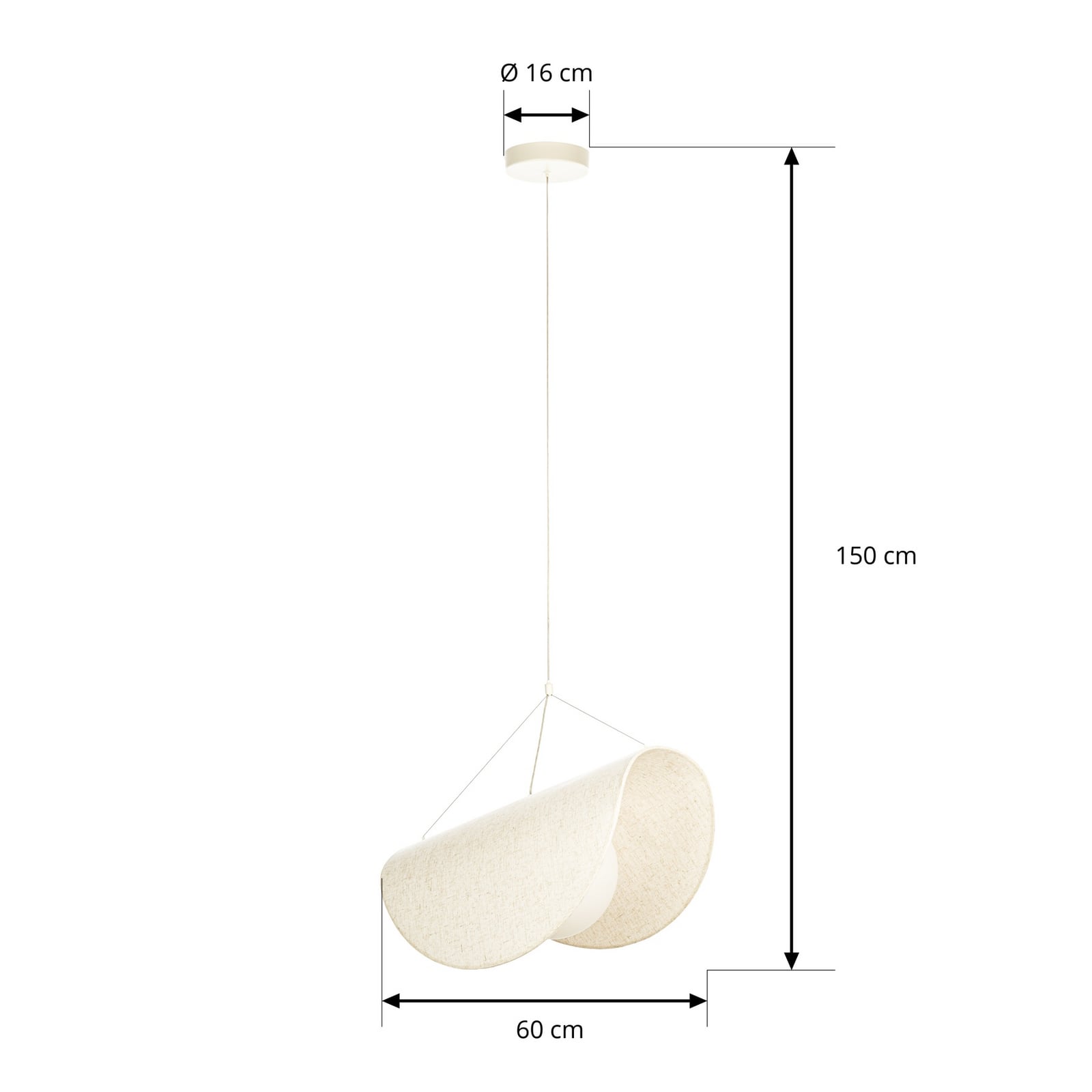 Suspension LED Tamani, 60 cm, lin, verre, blanc, à intensité variable - Lucande