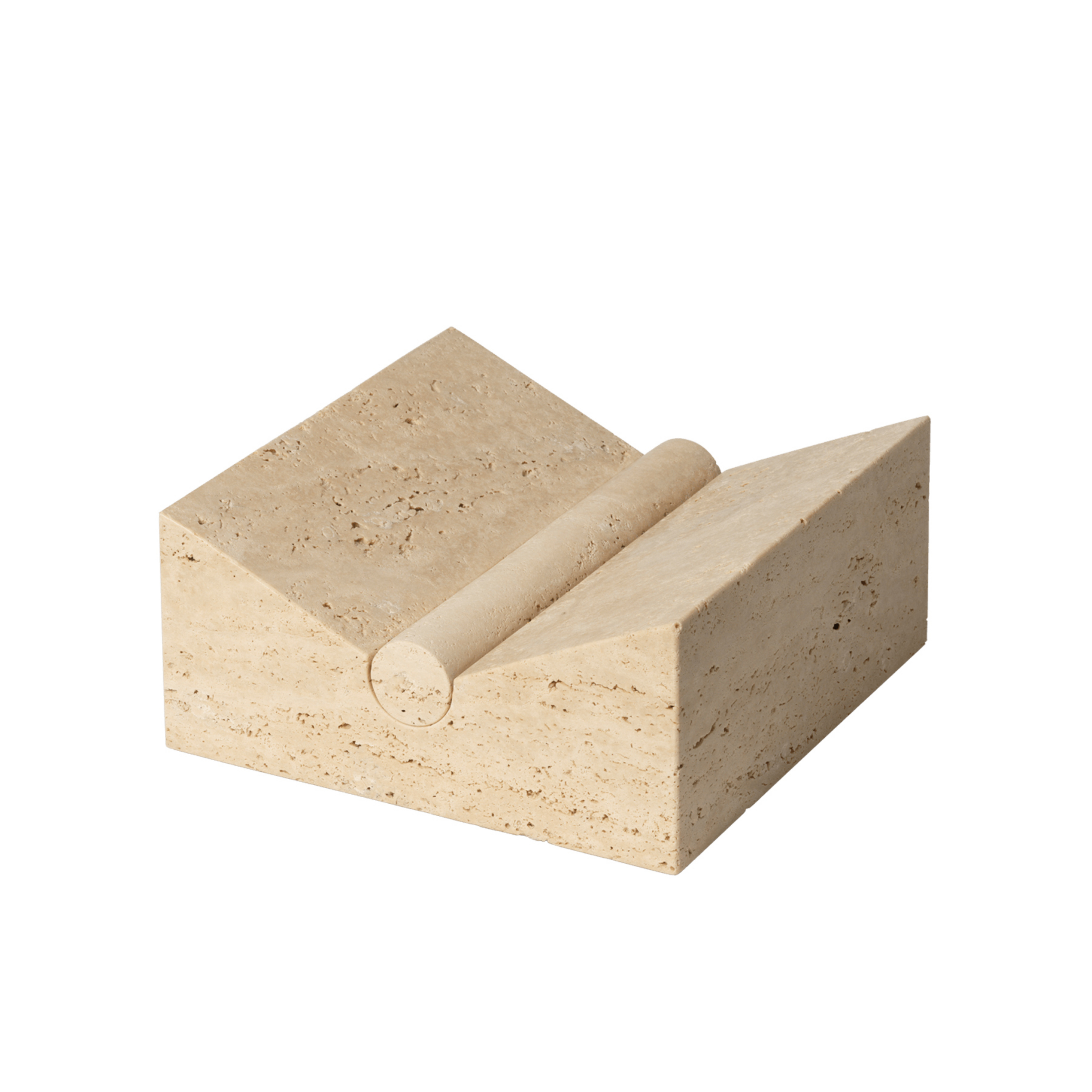 Tvara, soporte para libros, travertino beige, 22 x 22 cm - ferm LIVING