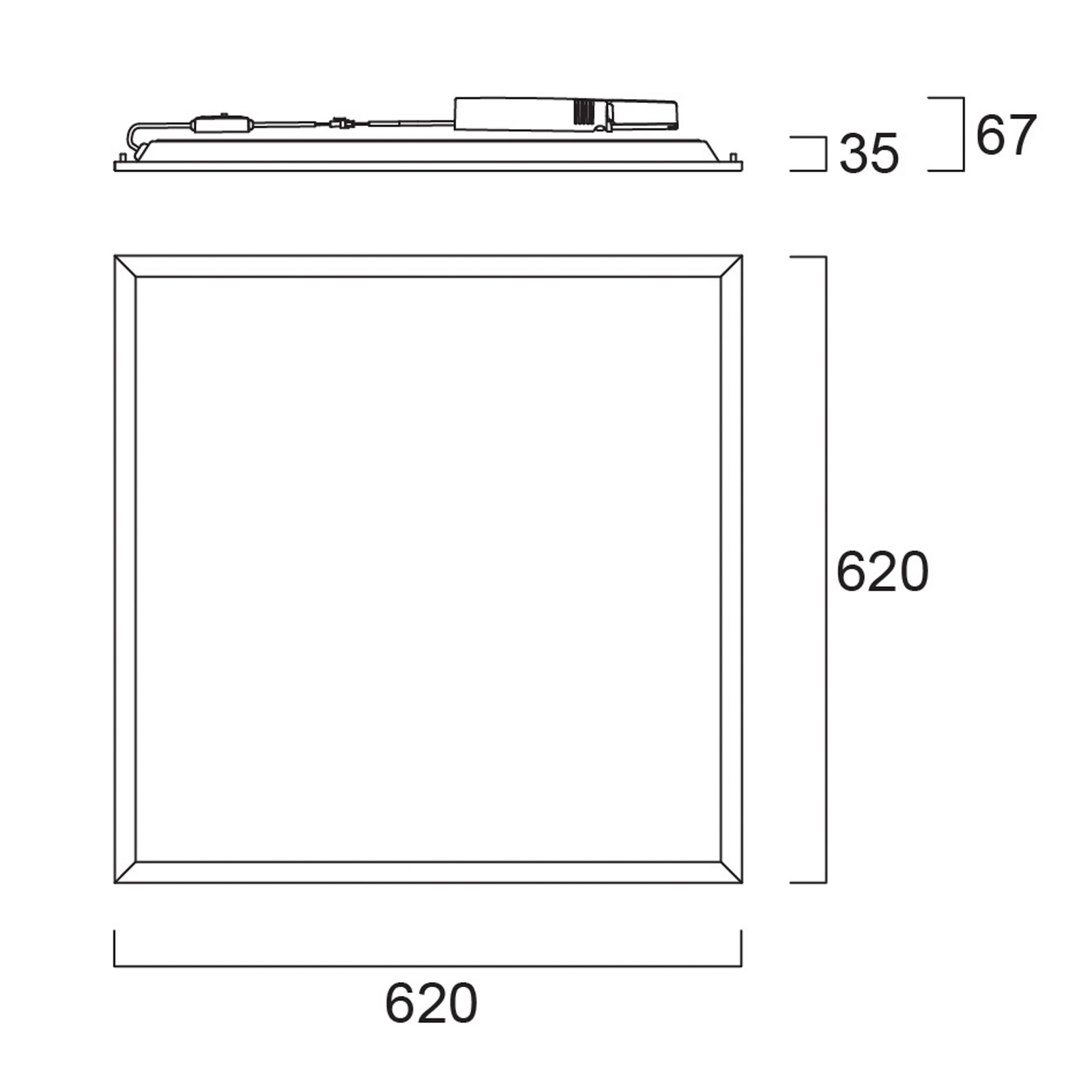 LED-inbouwpaneel START, wit, 62 x 62 cm, aan/uit, CCT 33 W, UGR19 LED-inbouwpaneel START, wit, 62 x 62 cm, aan/uit, CCT 33 W, UGR19