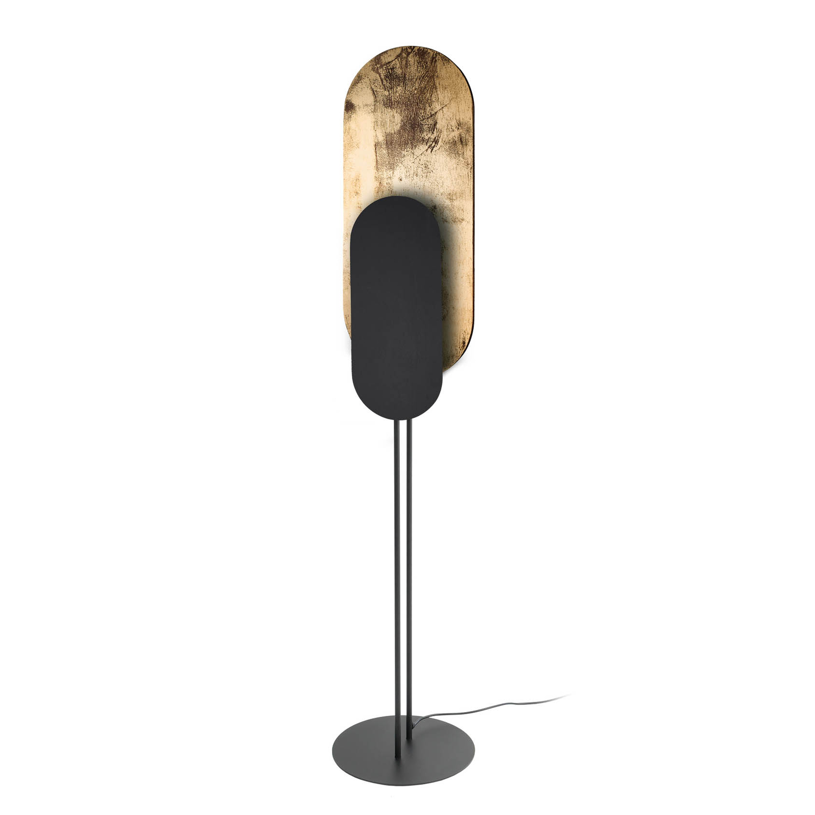 Gulvlampe Wheel, gull/svart