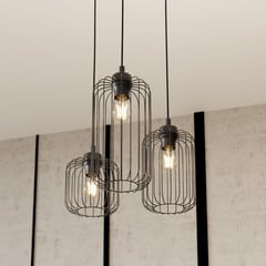 Lámpara colgante Vander, 3 luces, Ø 30 cm, negro, metal, E27