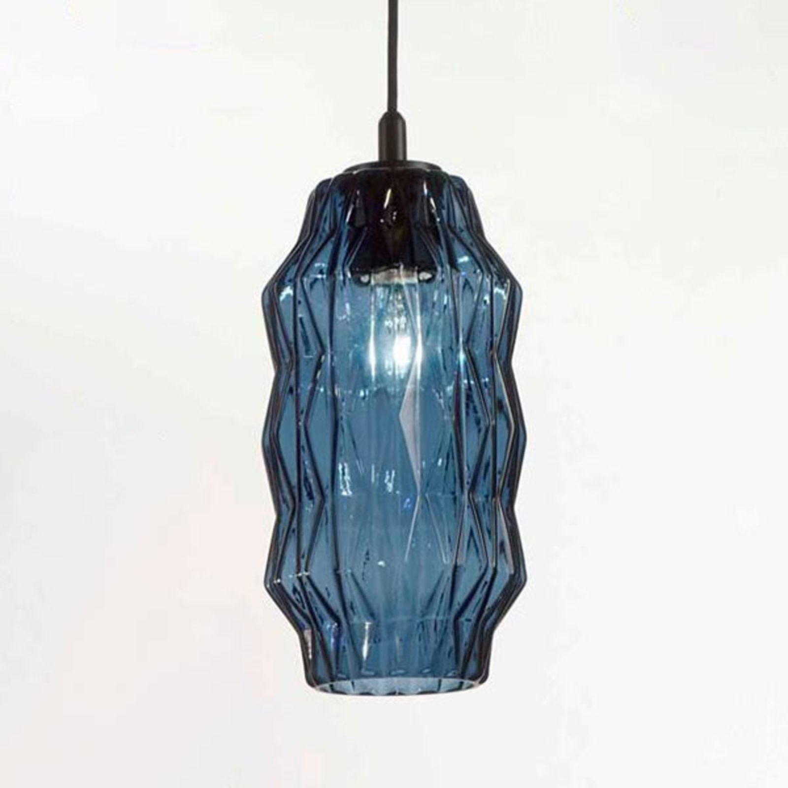 Lampă suspendată Origami din sticlă, albastru