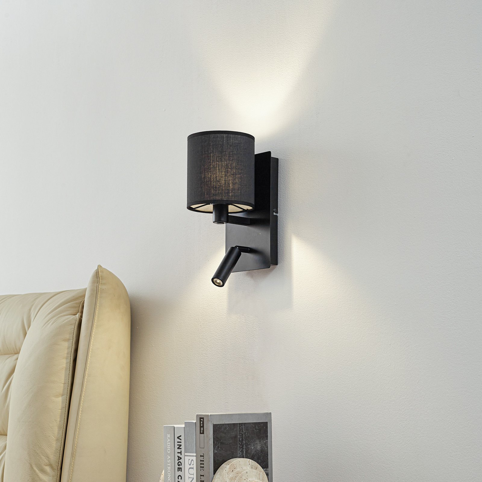 Lindby fali világítás Aiden, 30cm, fekete, LED-es olvasólámpa, E14