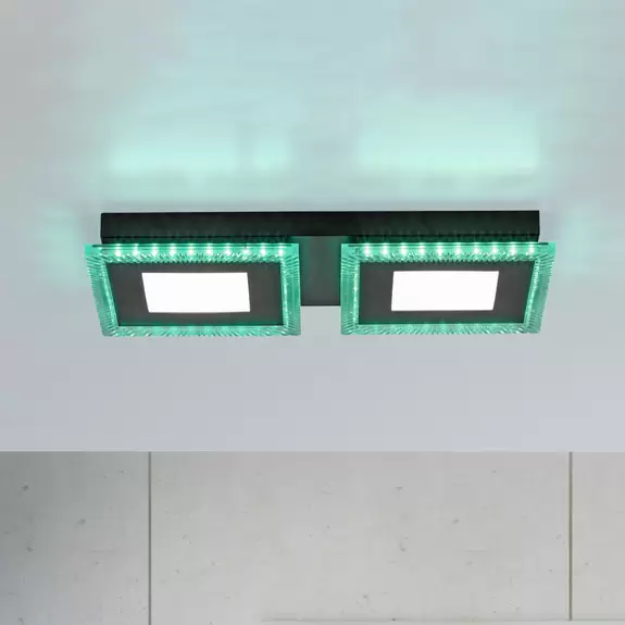 Lampenwelt LED-Deckenlampe Acri CCT RGB Fernbedienung 44x20cm