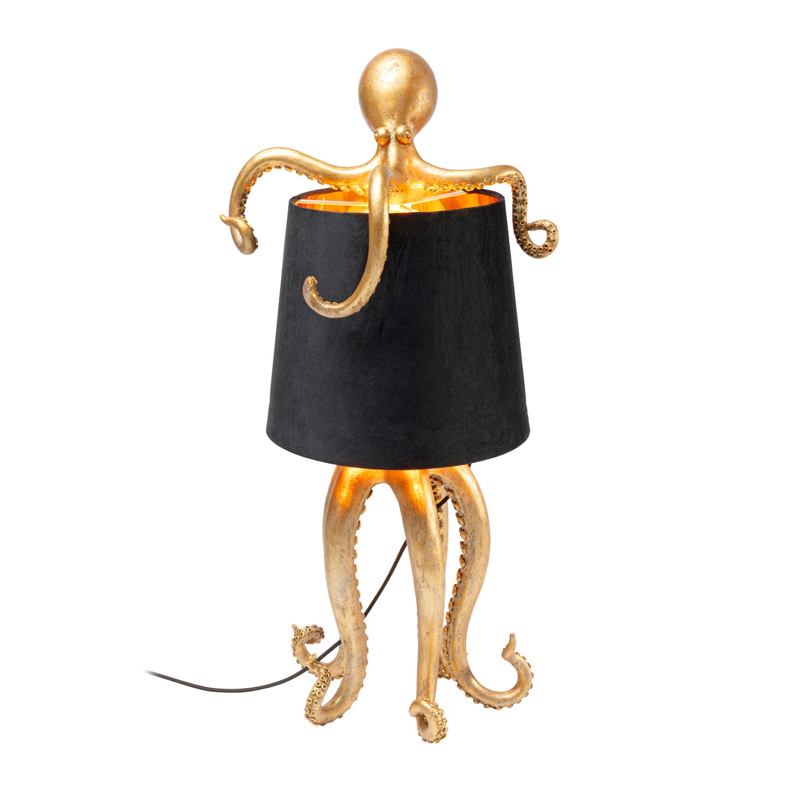 Candeeiro de mesa KARE Octopus, dourado, tecido, altura 47 cm