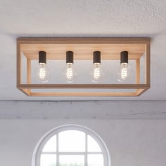 Осветително тяло за таван Envostar Rowan, дъб, ъглова форма, 4fl