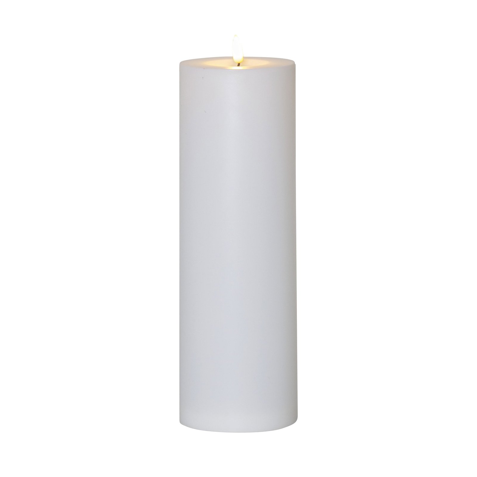 LED candle Flamme Rak 32.5 cm white plastic battery operated