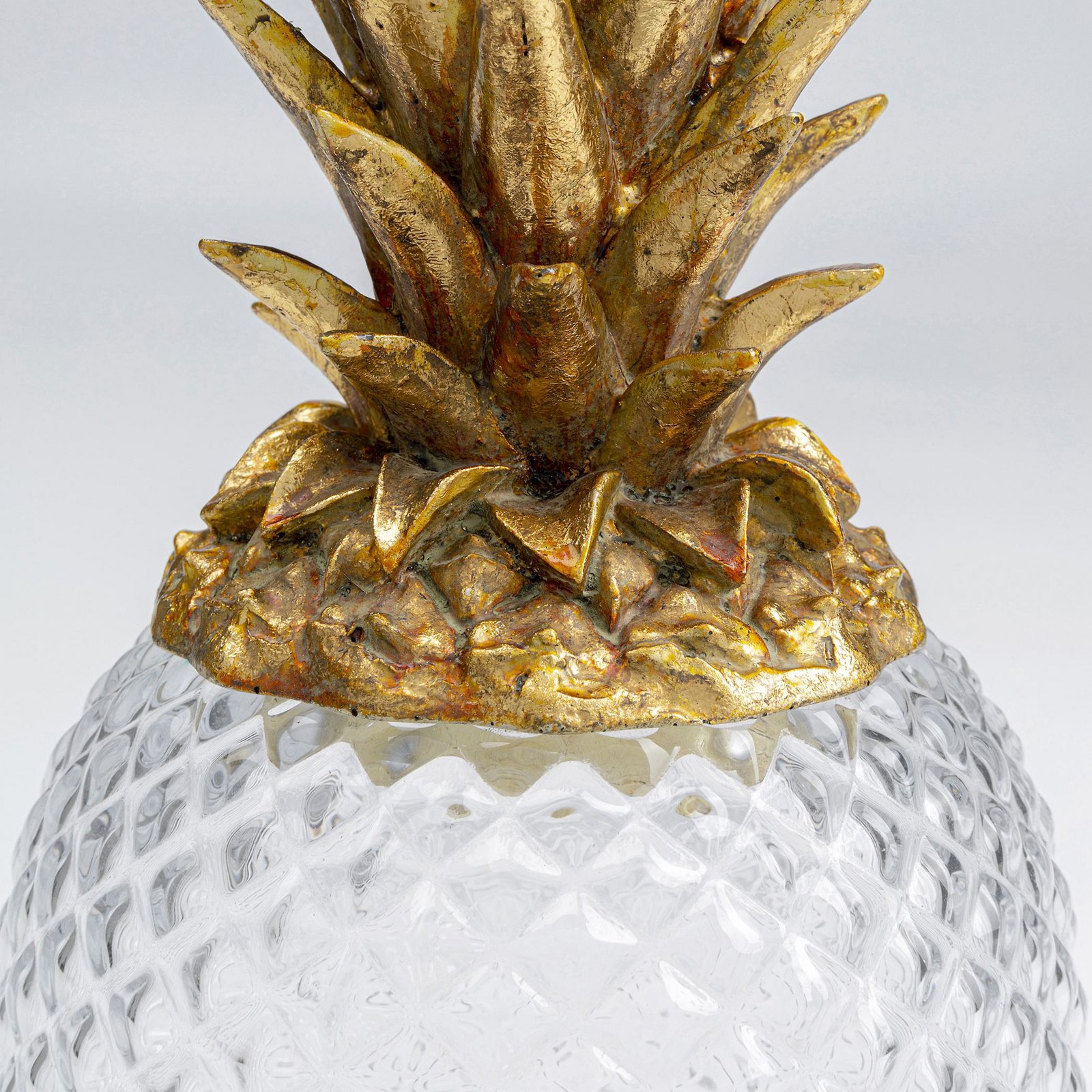 KARE Boîte décorative Pineapple, hauteur 31 cm, verre, transparent, or