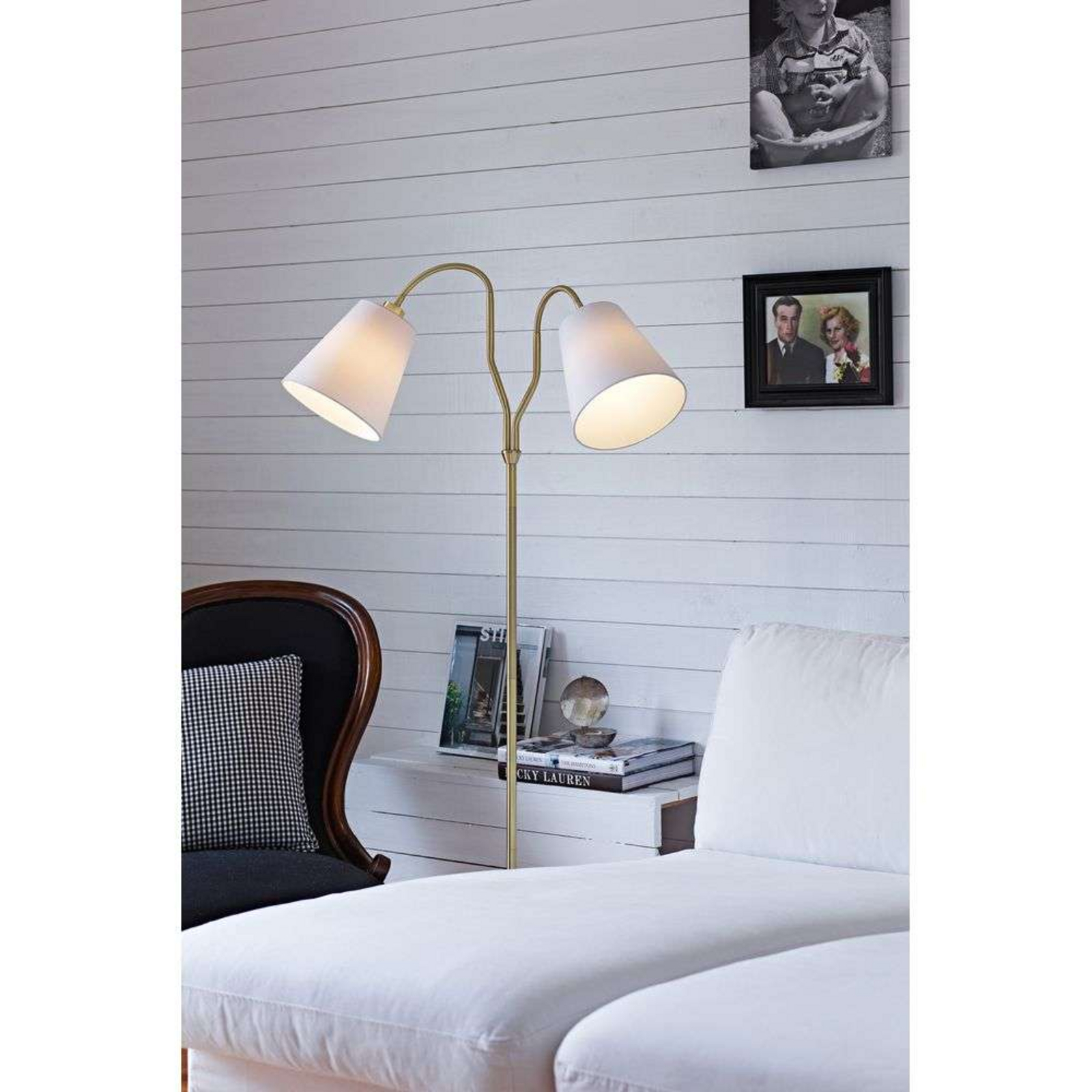 Modena 2 Floor Lamp Brass/White - Markslöjd