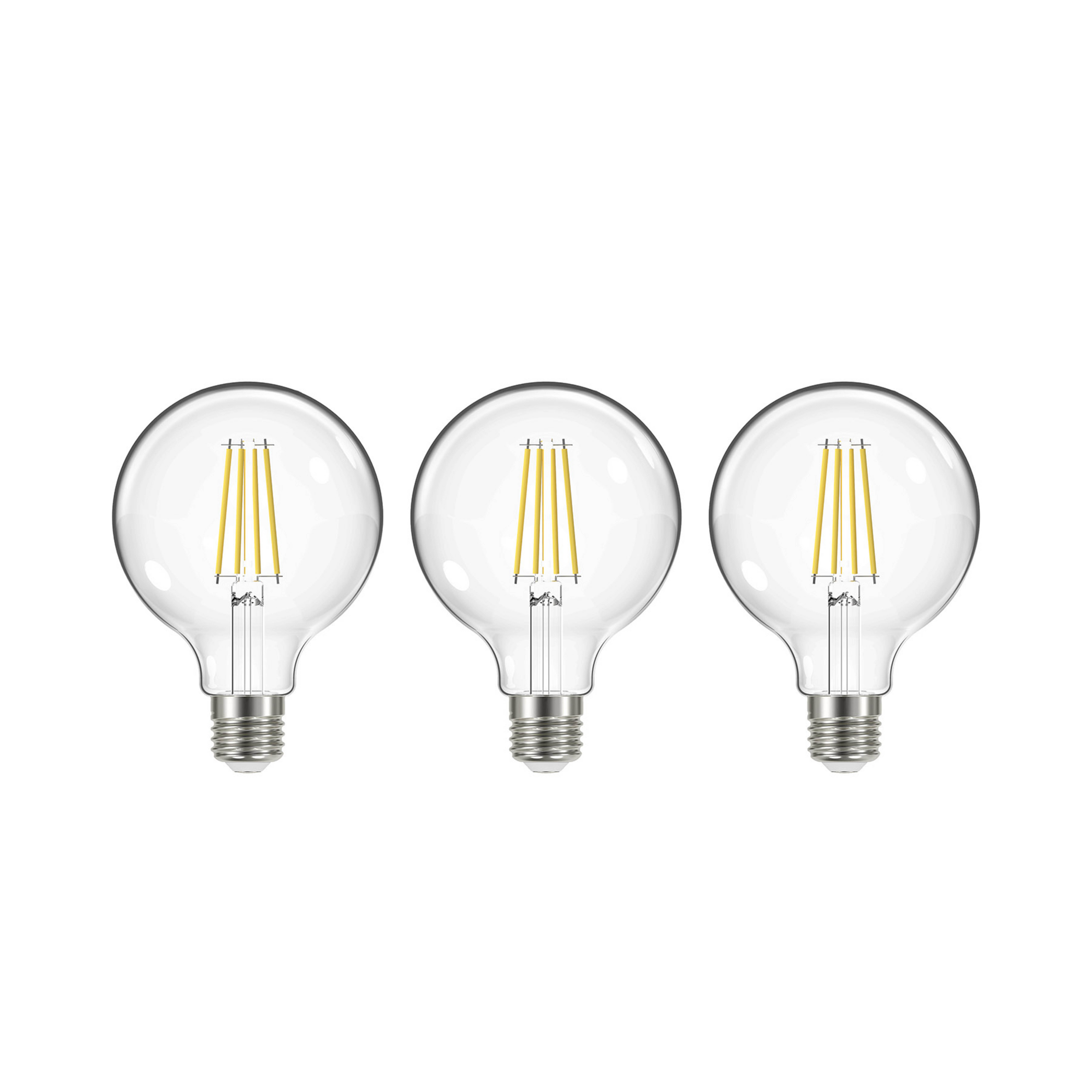 LED-filamentpære, E27, G95, 3,8W, 2700K, 806lm, 3 enheder