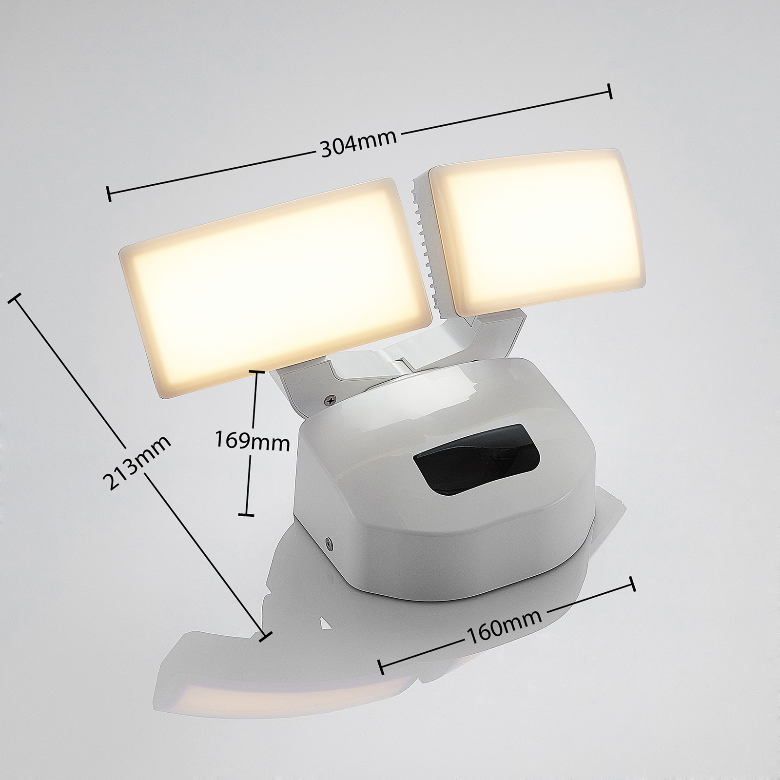 LED-Außenwandlampe Nikias mit Sensor, 2-fl.