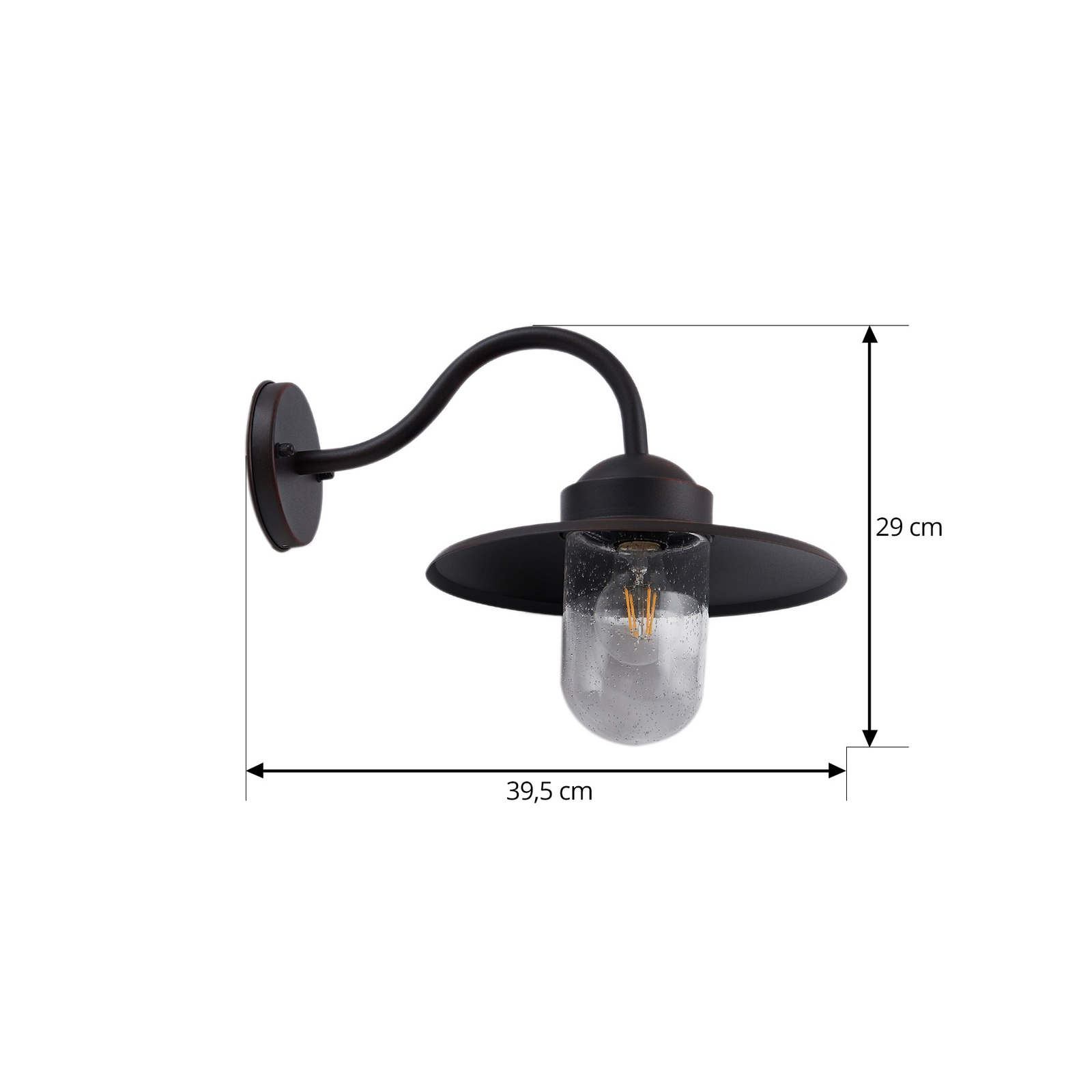 Lindby buitenwandlamp Bilma, roestkleurig, glas, 29 cm