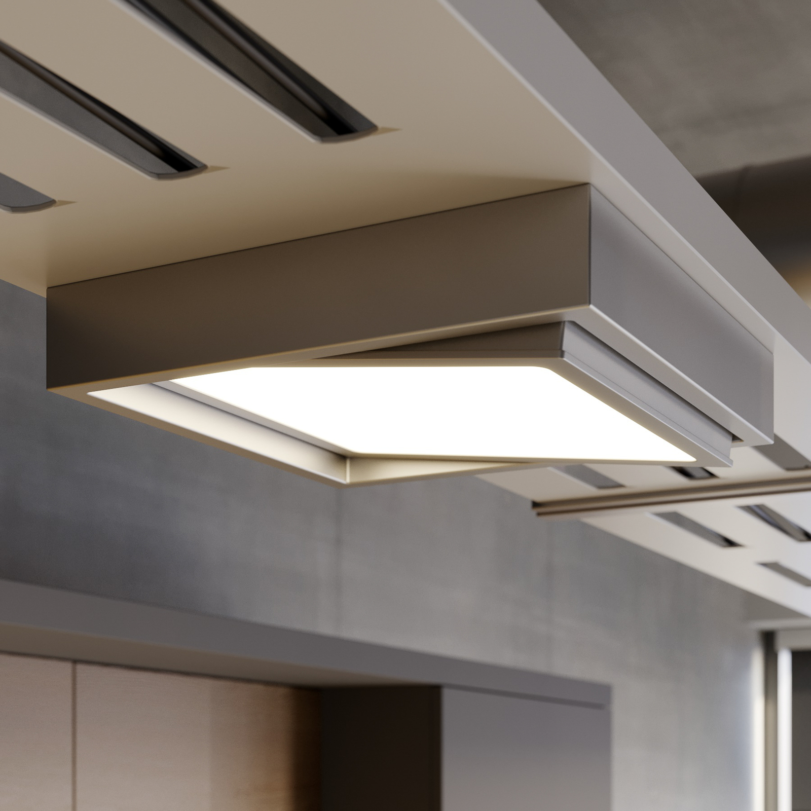 Prios Uvan LED ceiling lamp, angular, chrome
