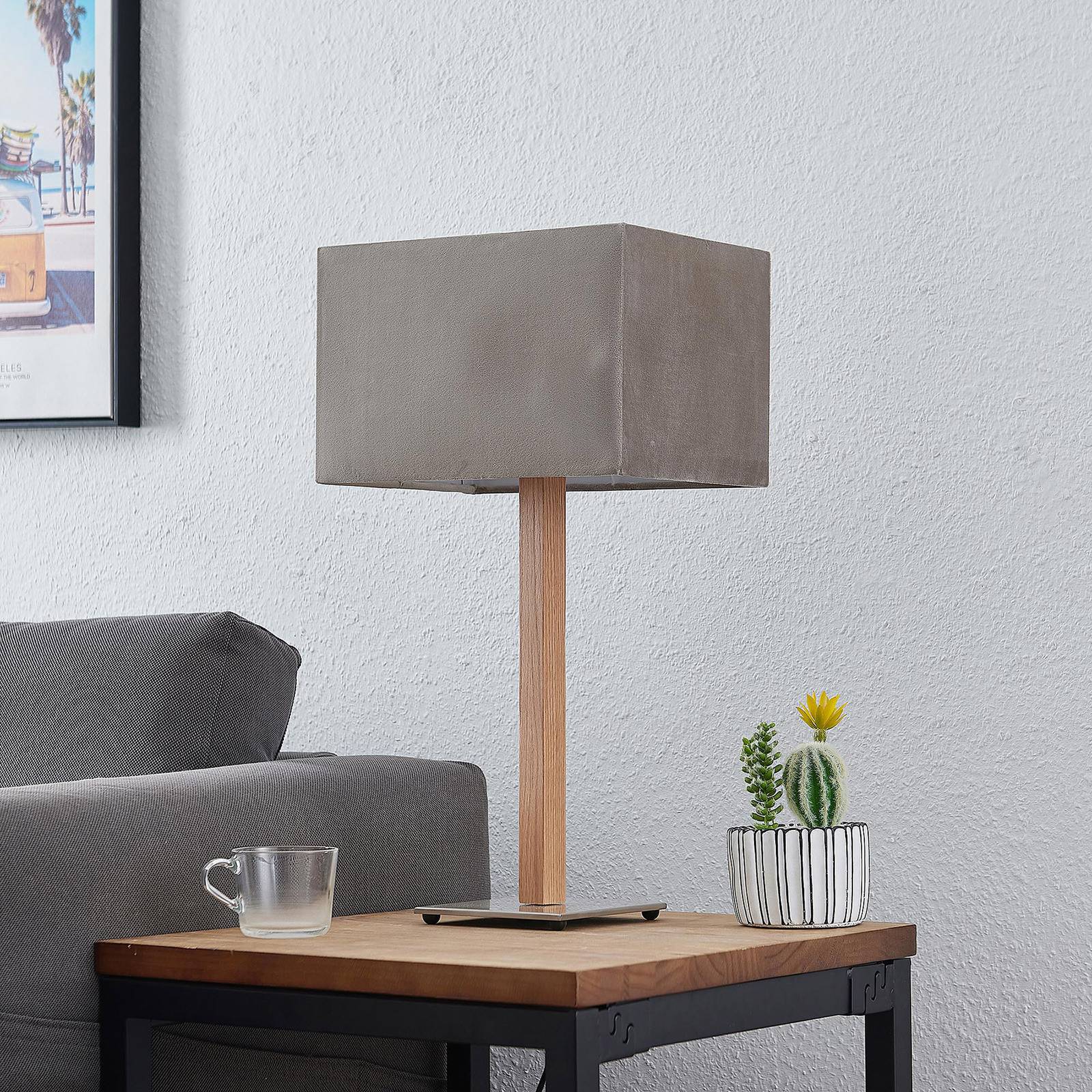 Lucande Heily table lamp, angular, grey